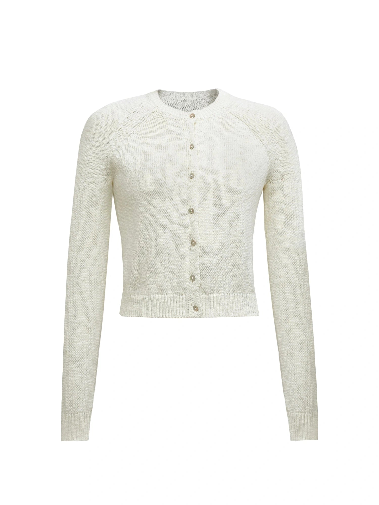 Classic Crewneck Textured Raglan Sweater Cardigan