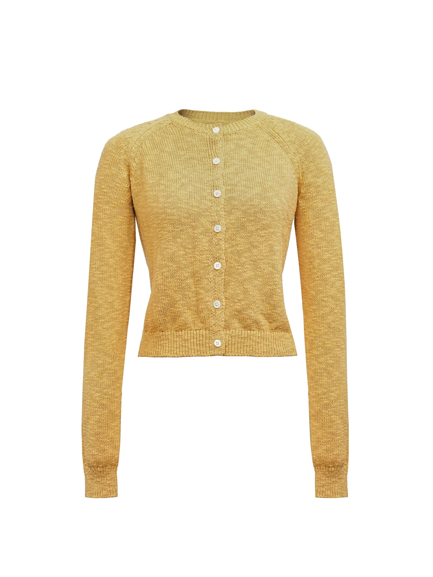 Classic Crewneck Textured Raglan Sweater Cardigan