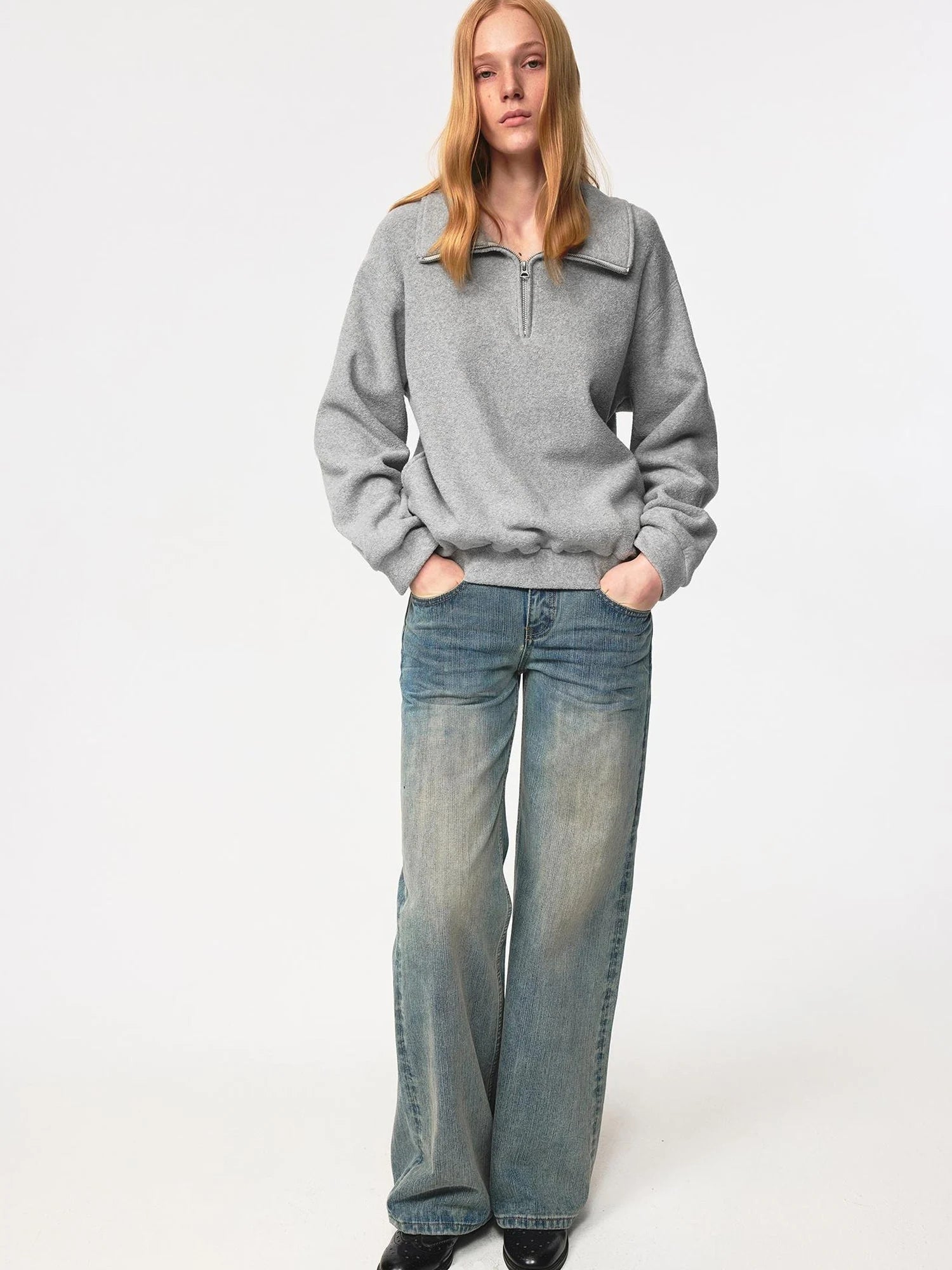 Classic Half Zip Pullover With Pockets