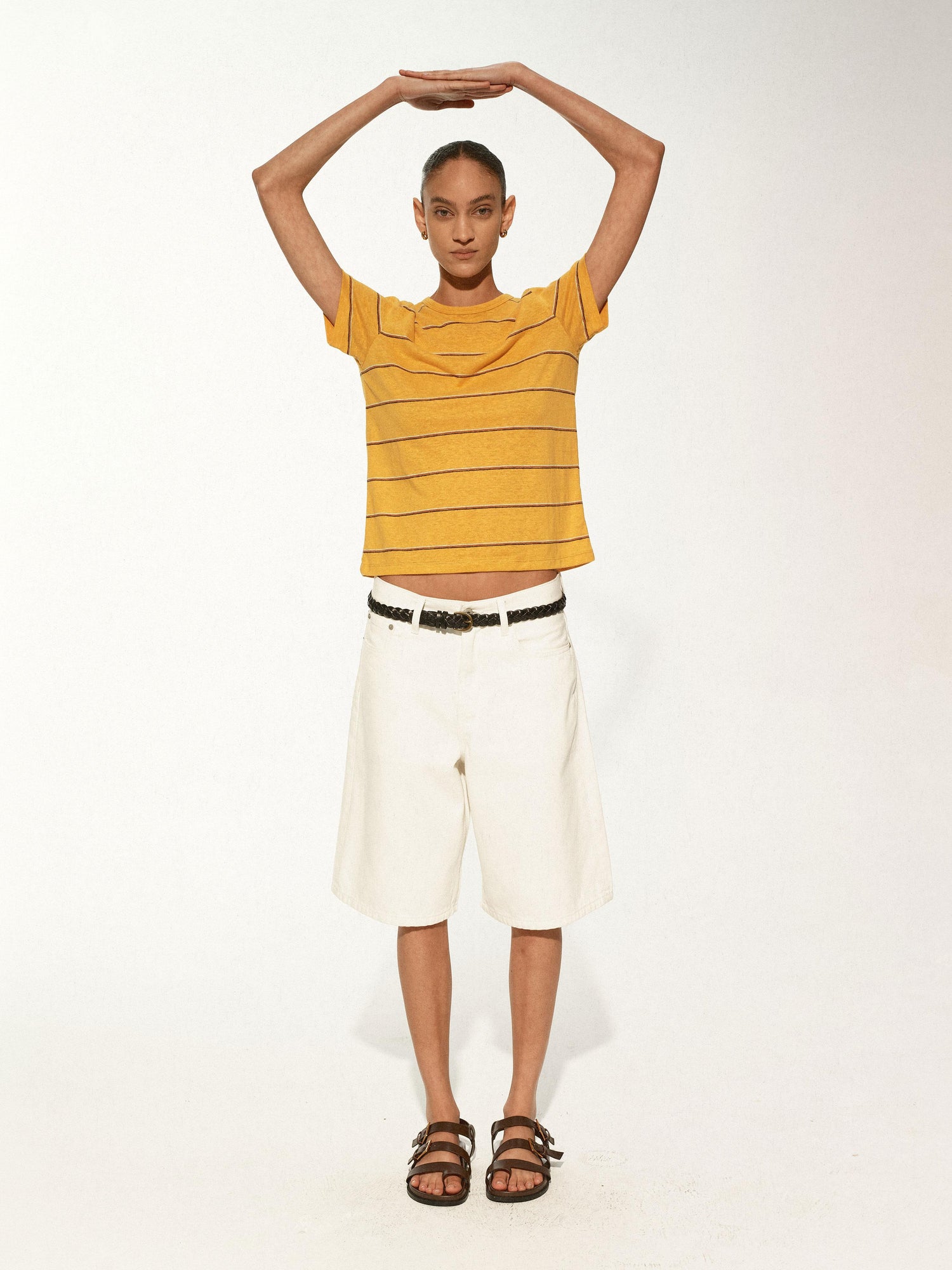 Northbutsouth Classic Hemp Striped Relaxed Fit Casual T-Shirt