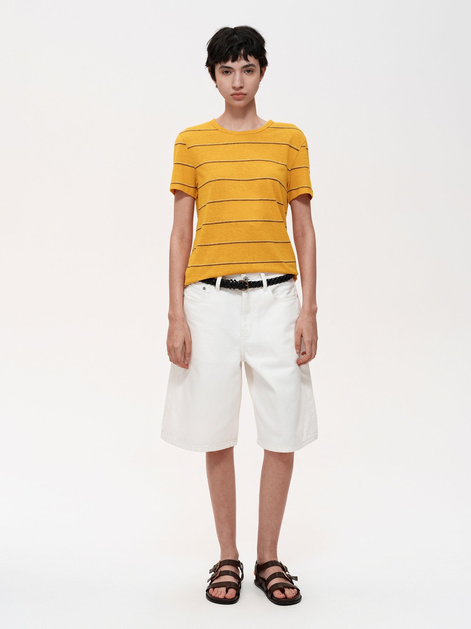 Northbutsouth Classic Hemp Striped Relaxed Fit Casual T-Shirt