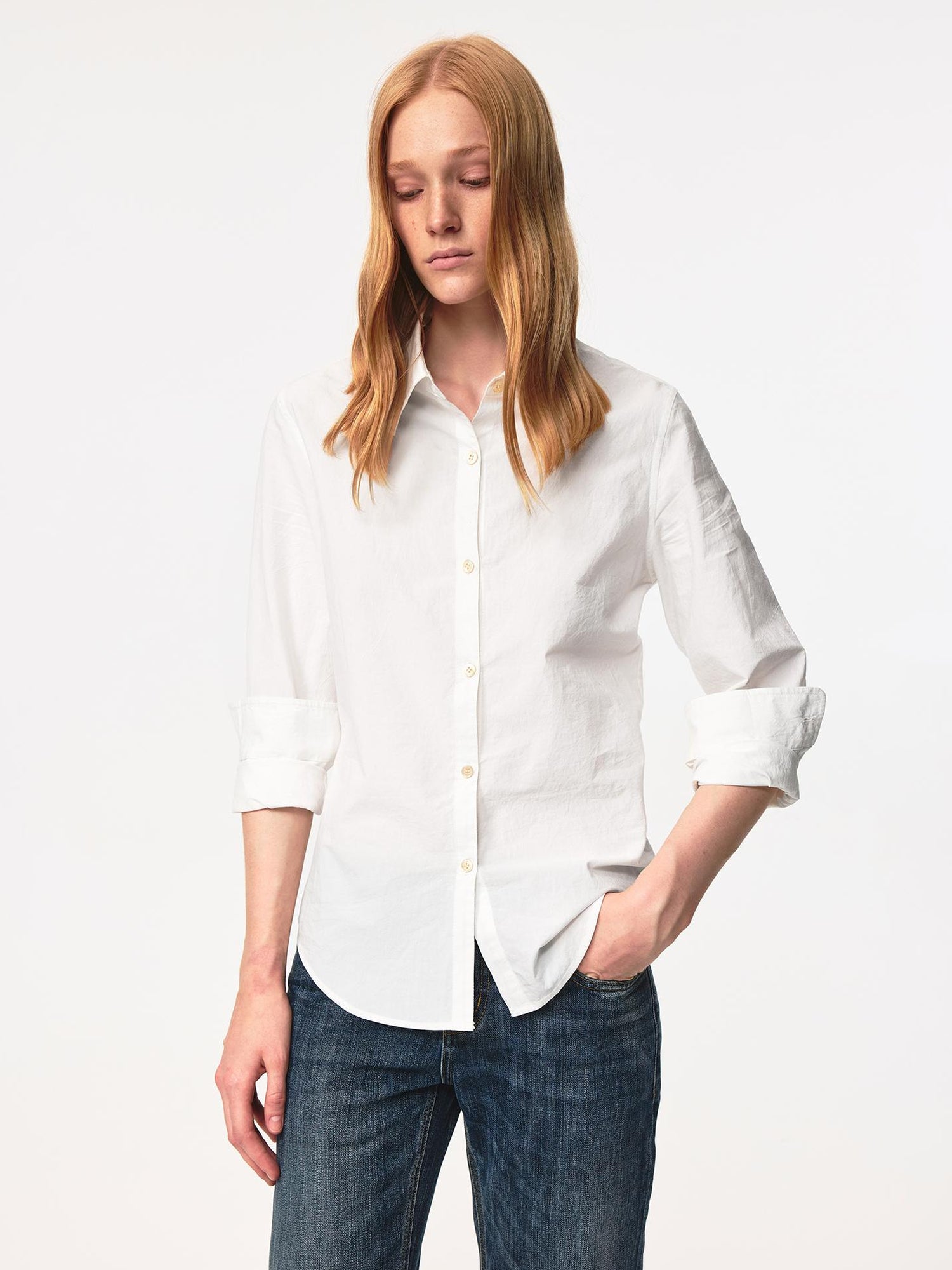 Northbutsouth Classic Layered Cotton Washed Textured White Shirt