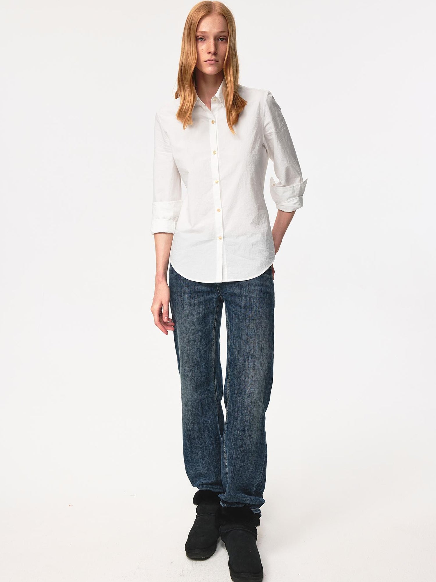 Northbutsouth Classic Layered Cotton Washed Textured White Shirt
