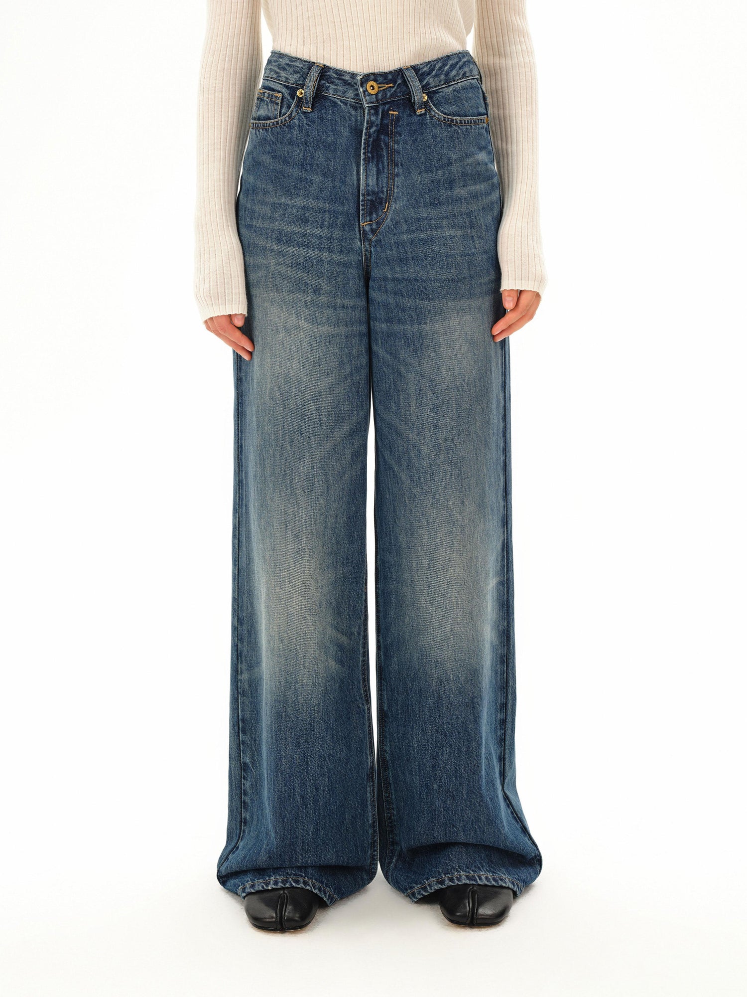Northbutsouth Classic Light Wash Cat Whisker Denim Trousers