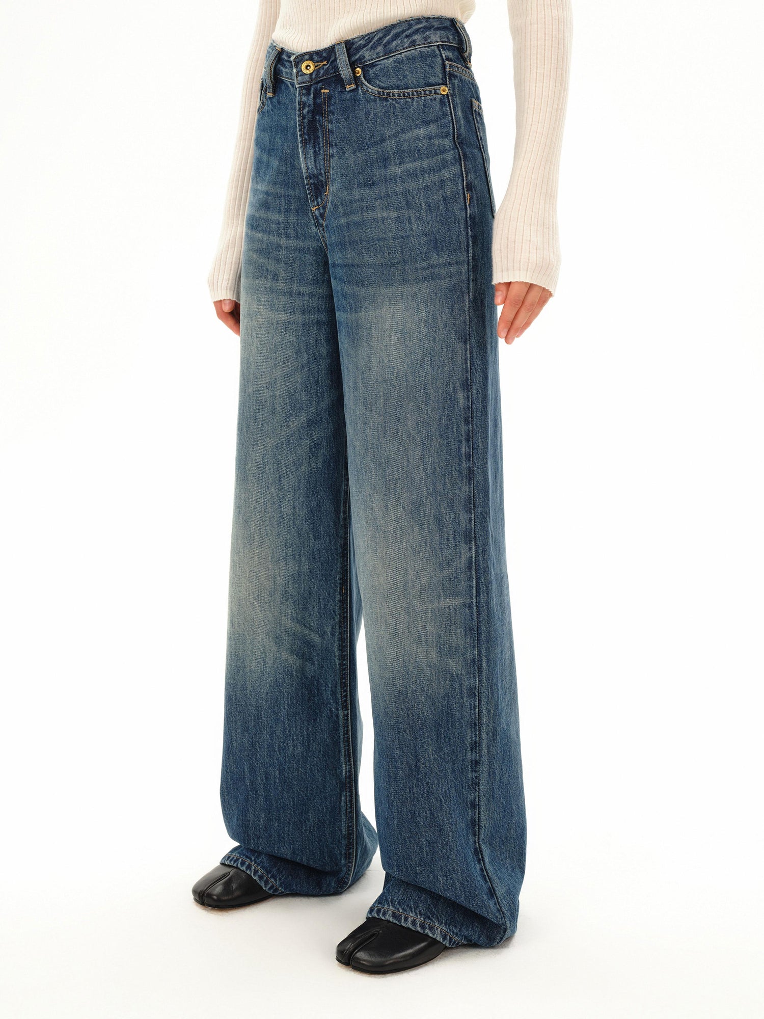 Northbutsouth Classic Light Wash Cat Whisker Denim Trousers