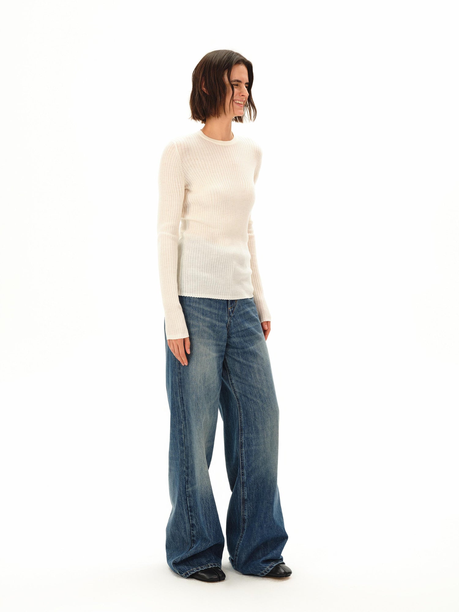 Northbutsouth Classic Light Wash Cat Whisker Denim Trousers