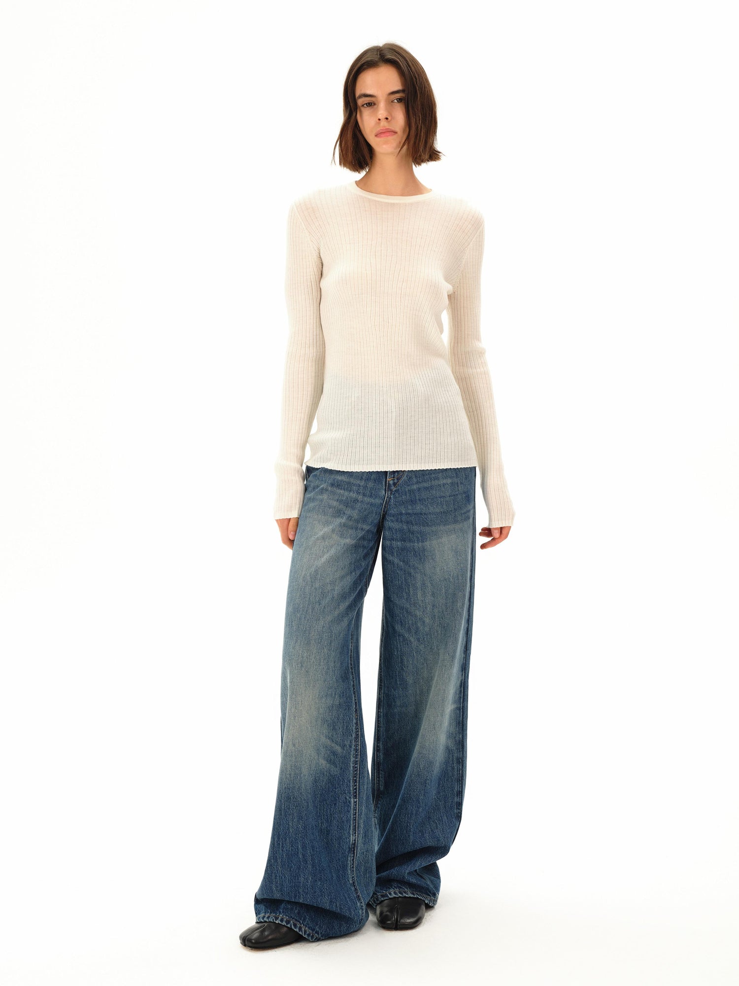 Northbutsouth Classic Light Wash Cat Whisker Denim Trousers