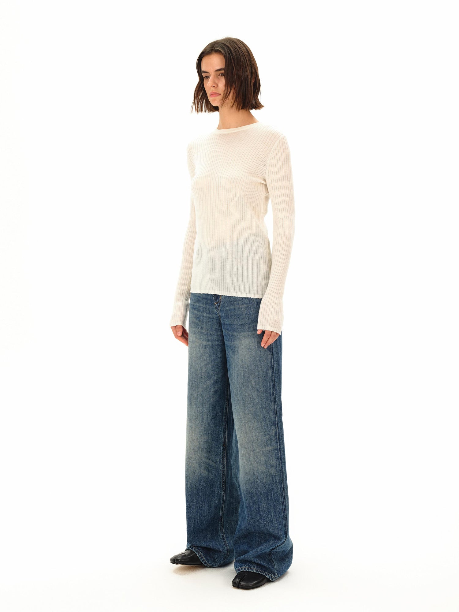 Northbutsouth Classic Light Wash Cat Whisker Denim Trousers