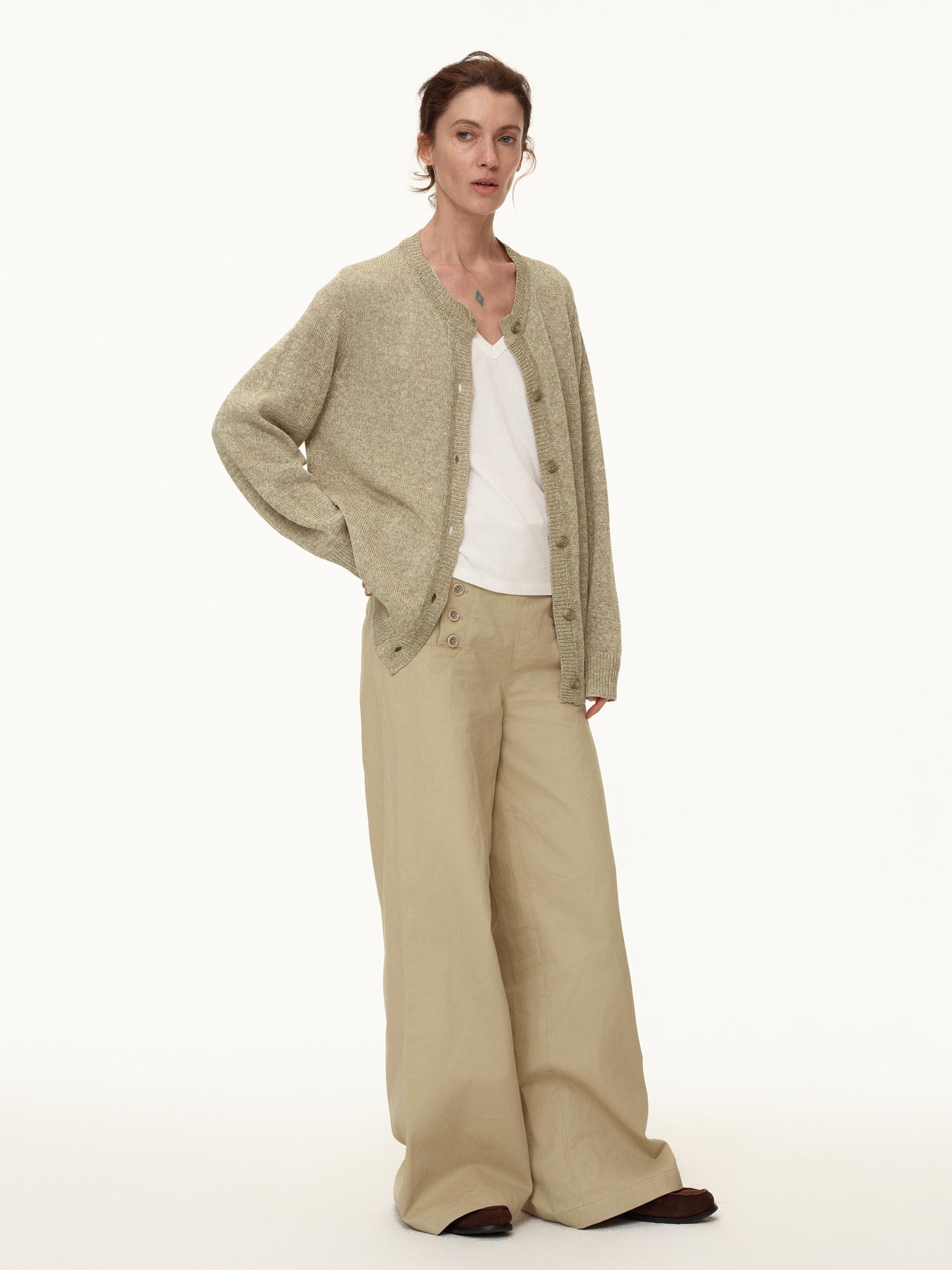 Northbutsouth Classic Loose Knit Cardigan With Hemp Feel Yarn