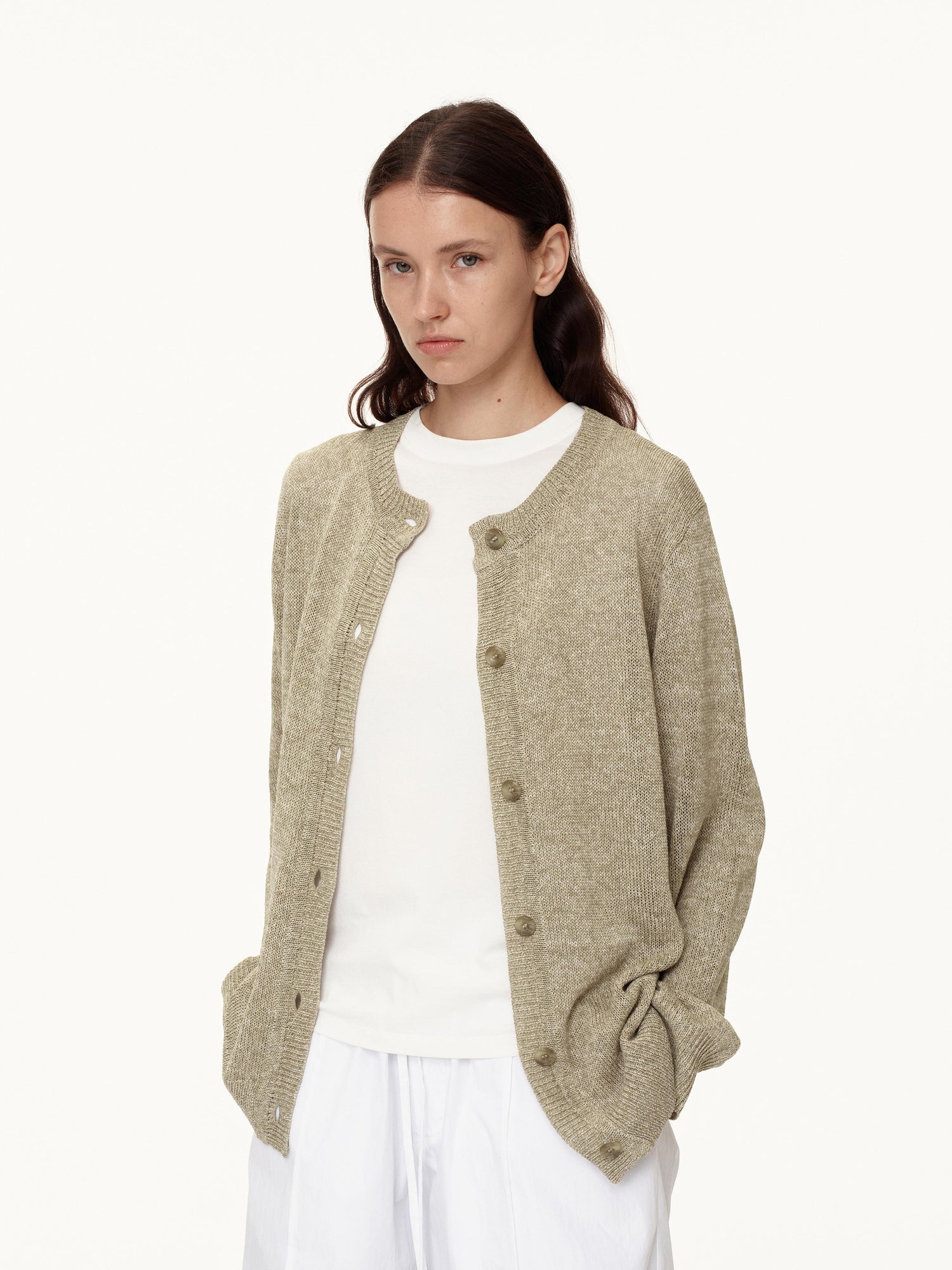 Northbutsouth Classic Loose Knit Cardigan With Hemp Feel Yarn