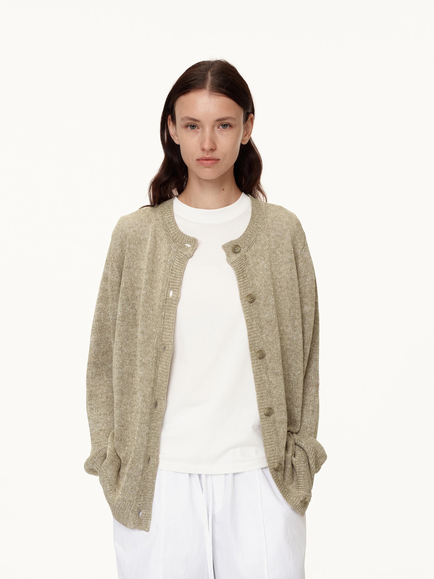 Northbutsouth Classic Loose Knit Cardigan With Hemp Feel Yarn