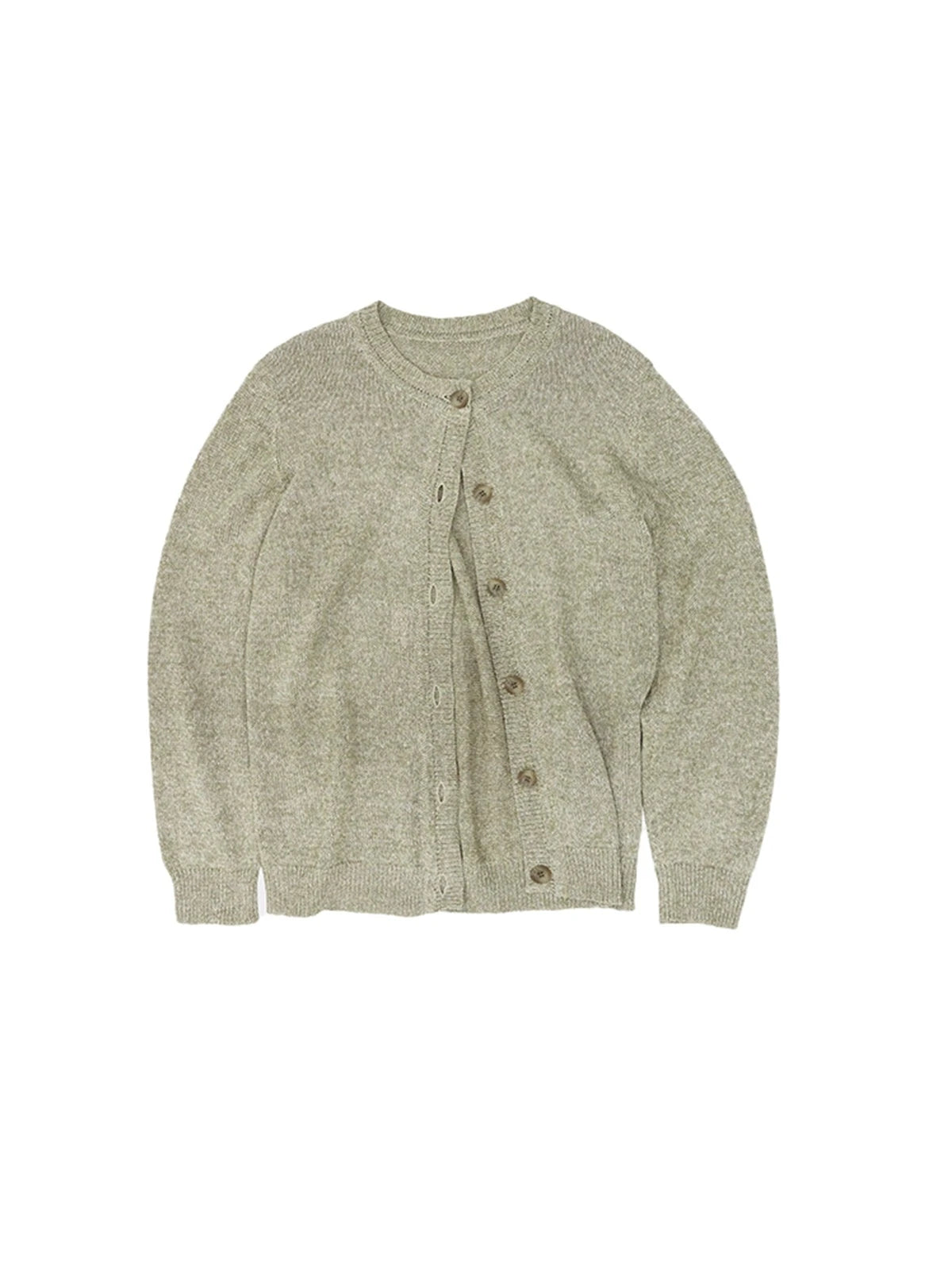 Classic Loose Knit Cardigan With Hemp Feel Yarn