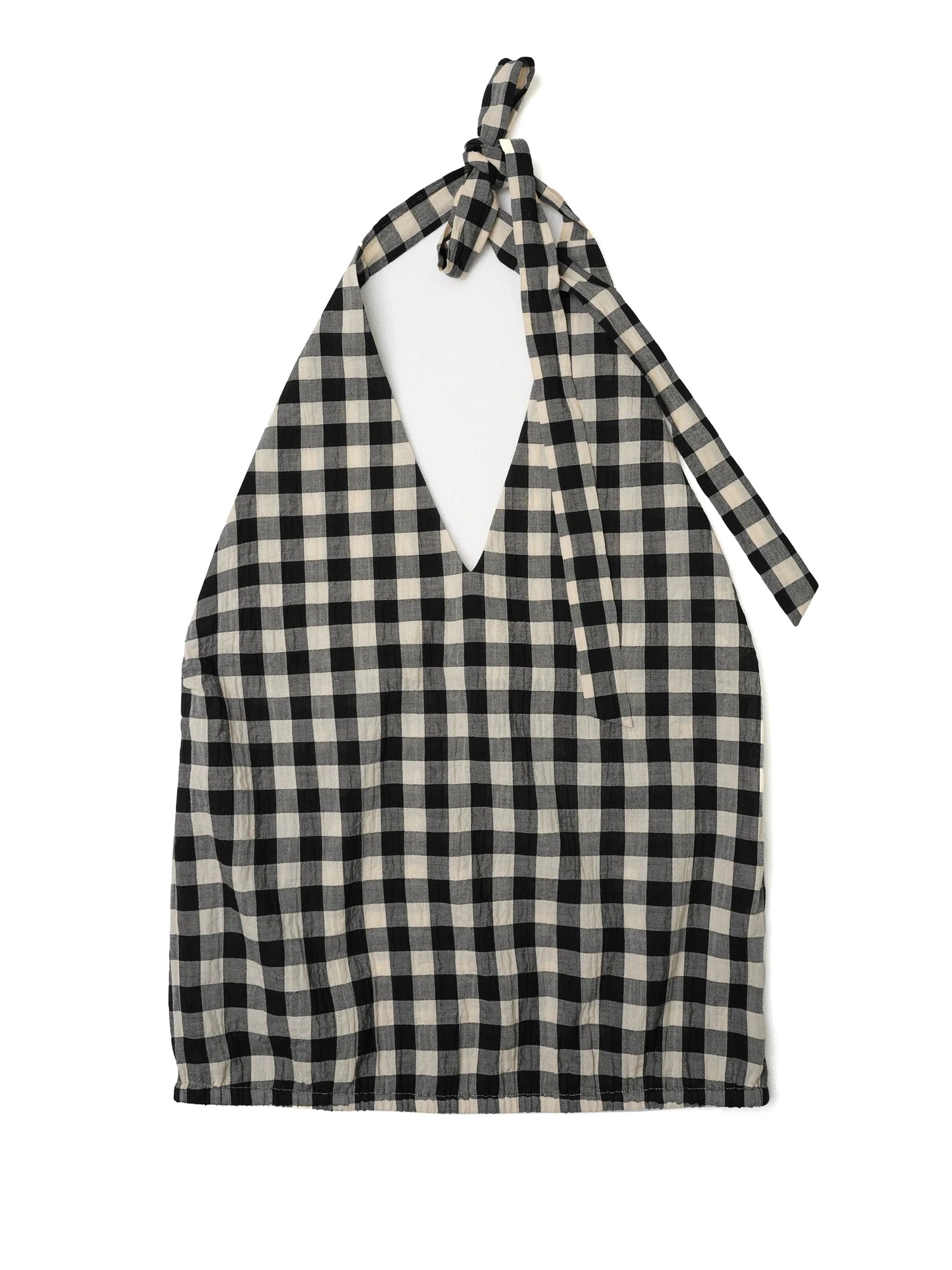 Classic Plaid Halter Tie Back Deep V Backless Top