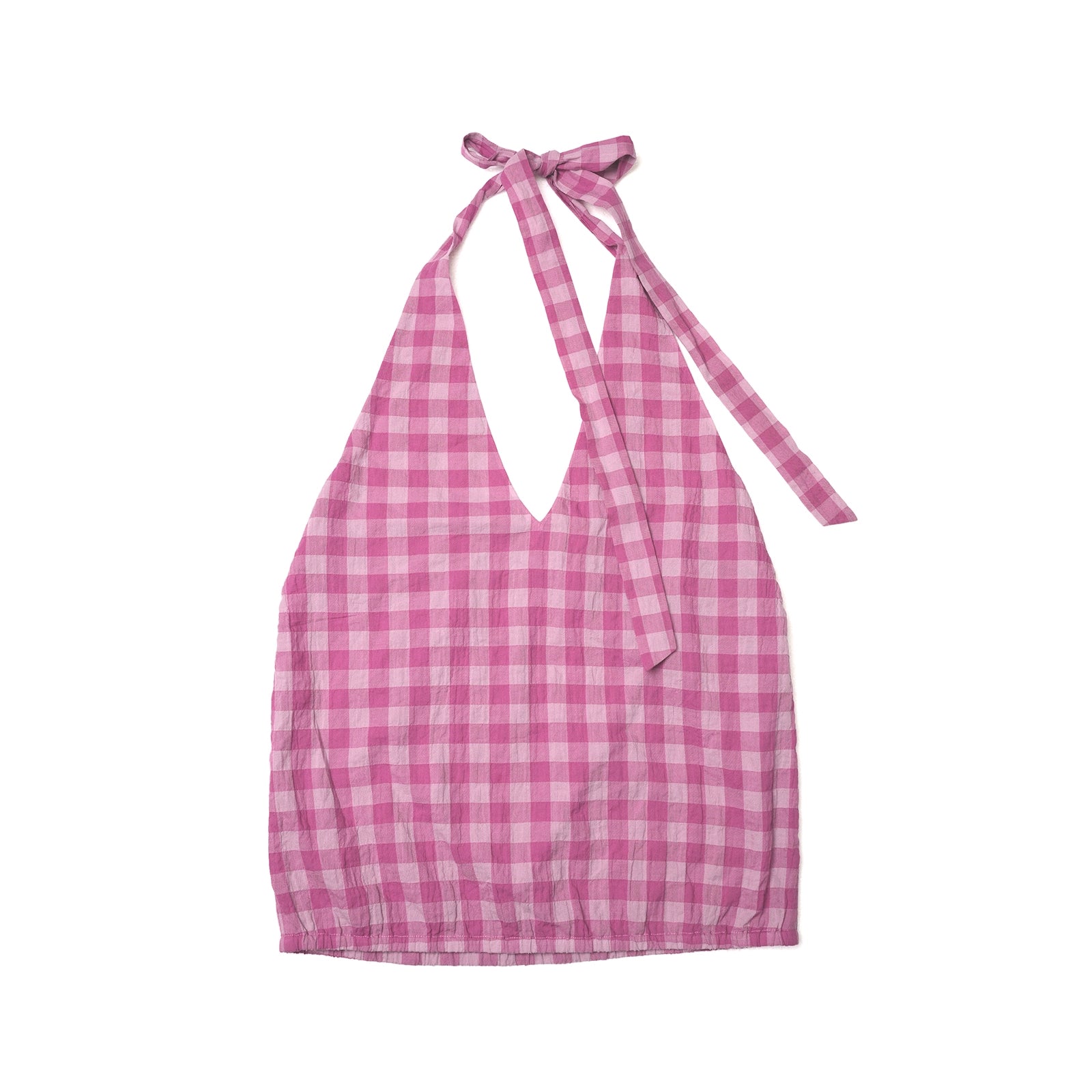 Northbutsouth Classic Plaid Halter Tie Back Deep V Backless Top MISSTT