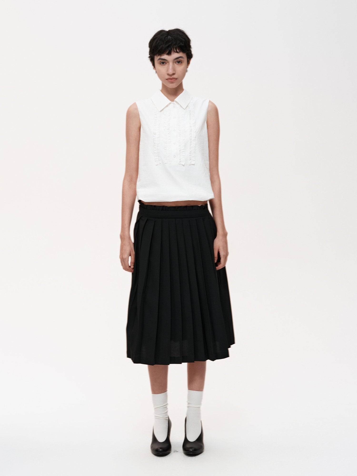 Northbutsouth Classic Pleated Skirt With Lace Waistband