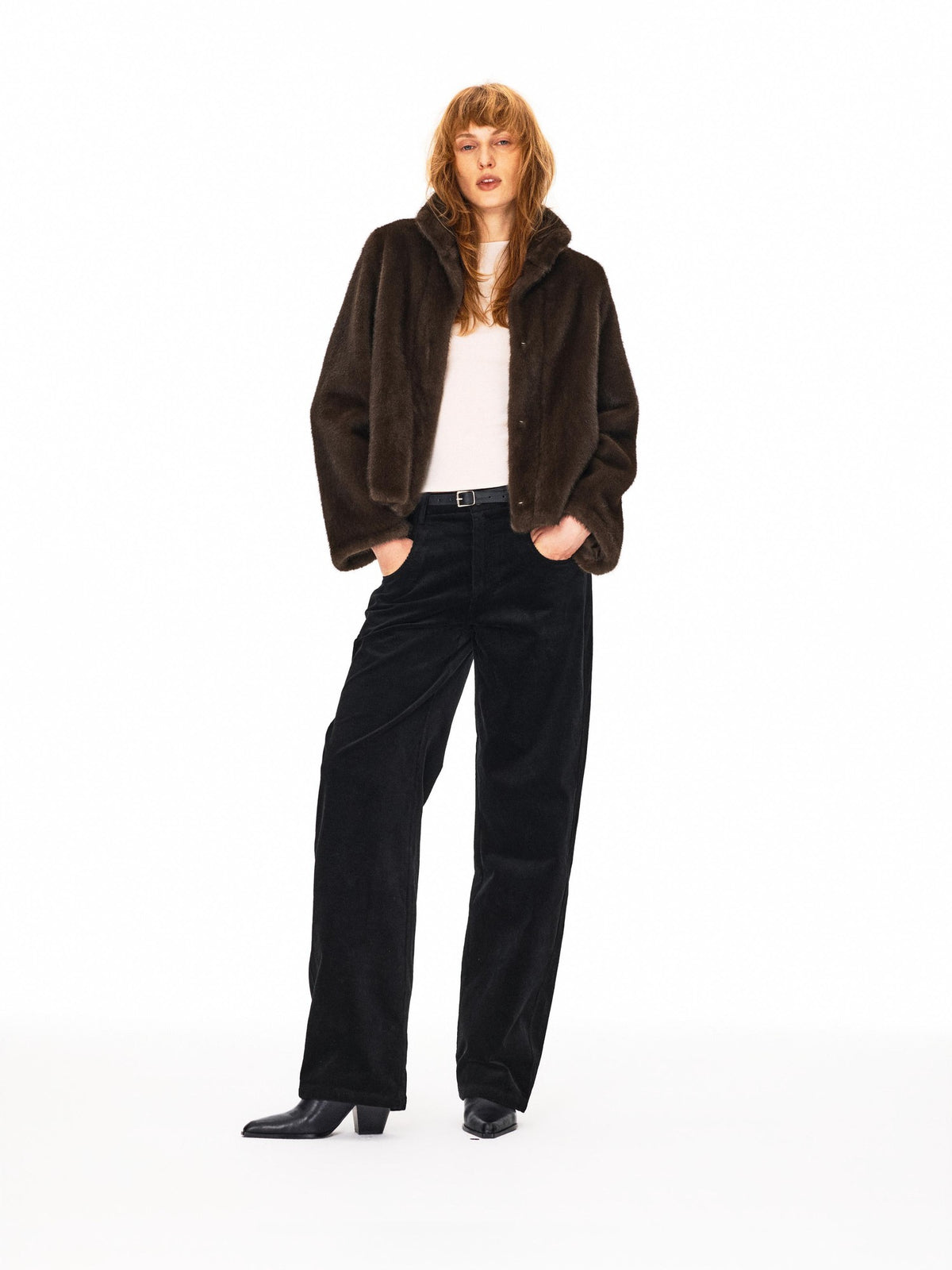 Northbutsouth Classic Retro Stretch Corduroy Mid Low Rise Women&