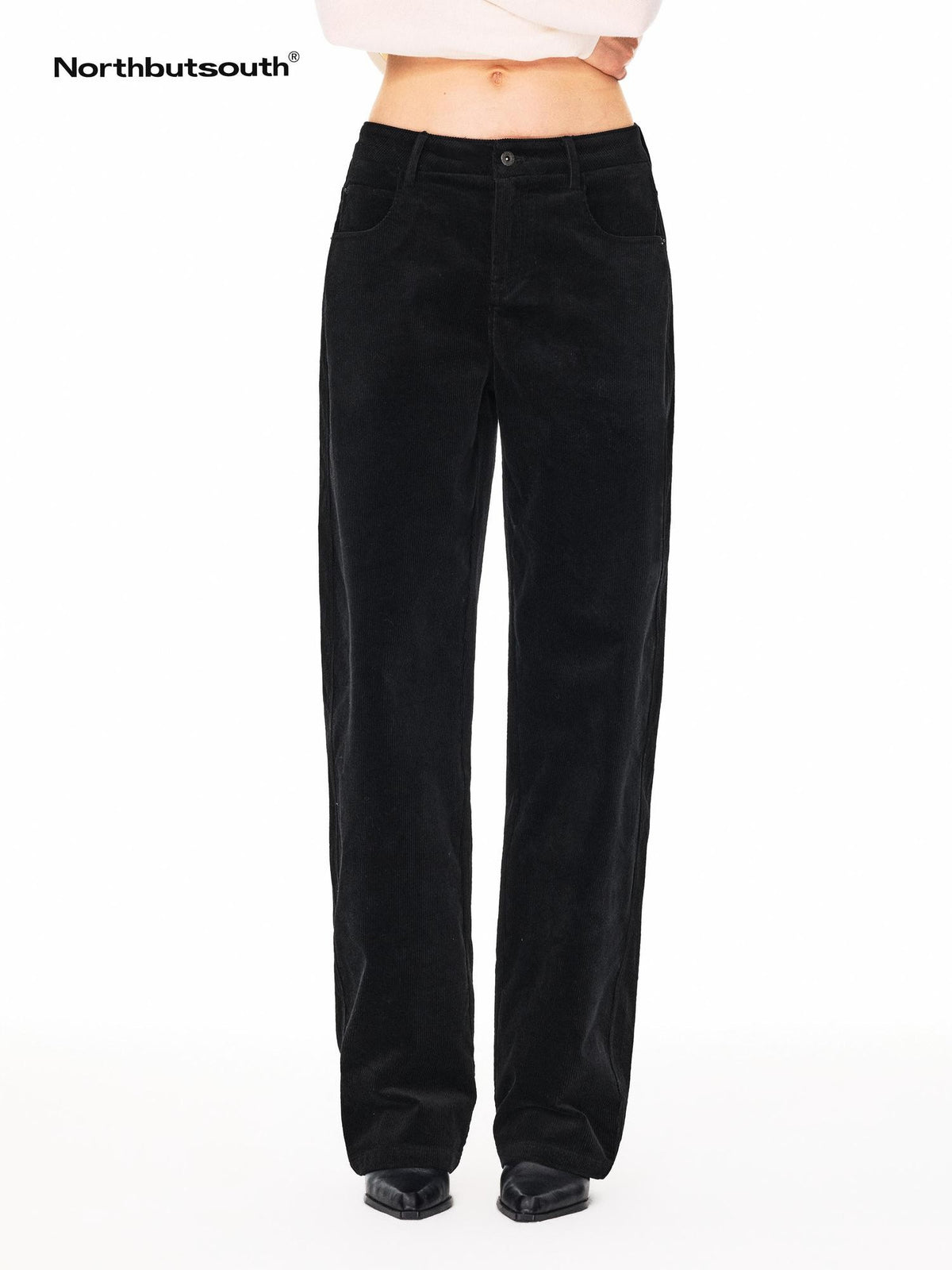 Northbutsouth Classic Retro Stretch Corduroy Mid Low Rise Women&