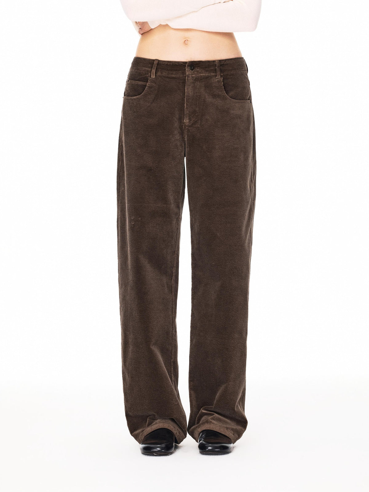 Northbutsouth Classic Retro Stretch Corduroy Mid Low Rise Women&