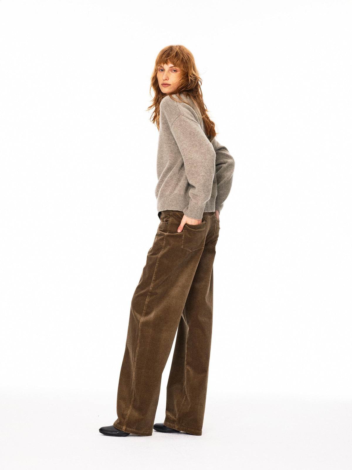 Northbutsouth Classic Retro Stretch Corduroy Mid Low Rise Women&