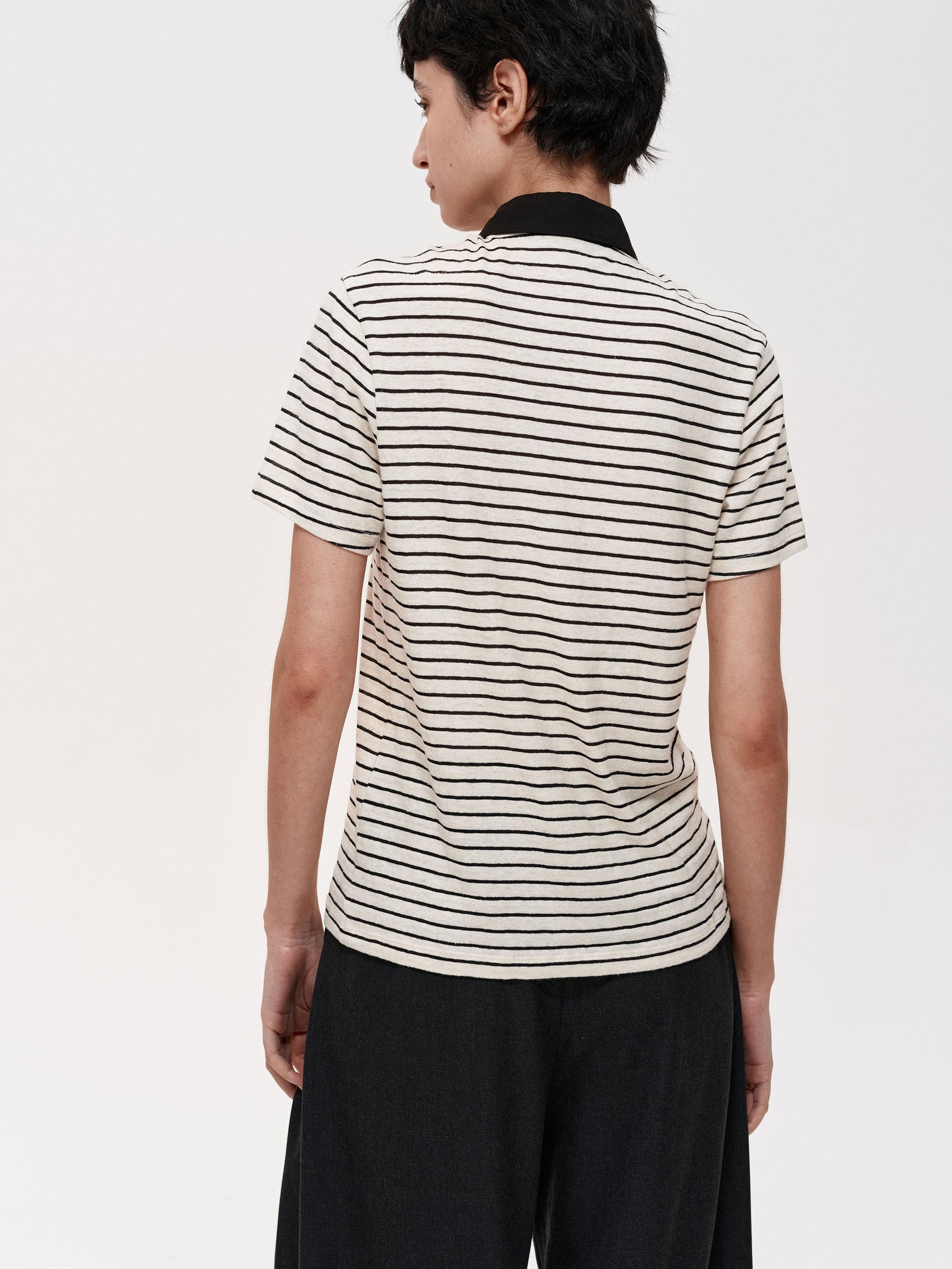 Northbutsouth Classic Stripe Polo Collar Relaxed Fit Casual T-shirt