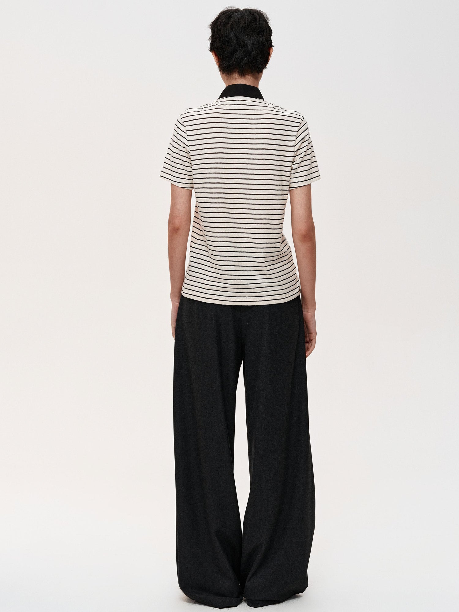 Northbutsouth Classic Stripe Polo Collar Relaxed Fit Casual T-shirt