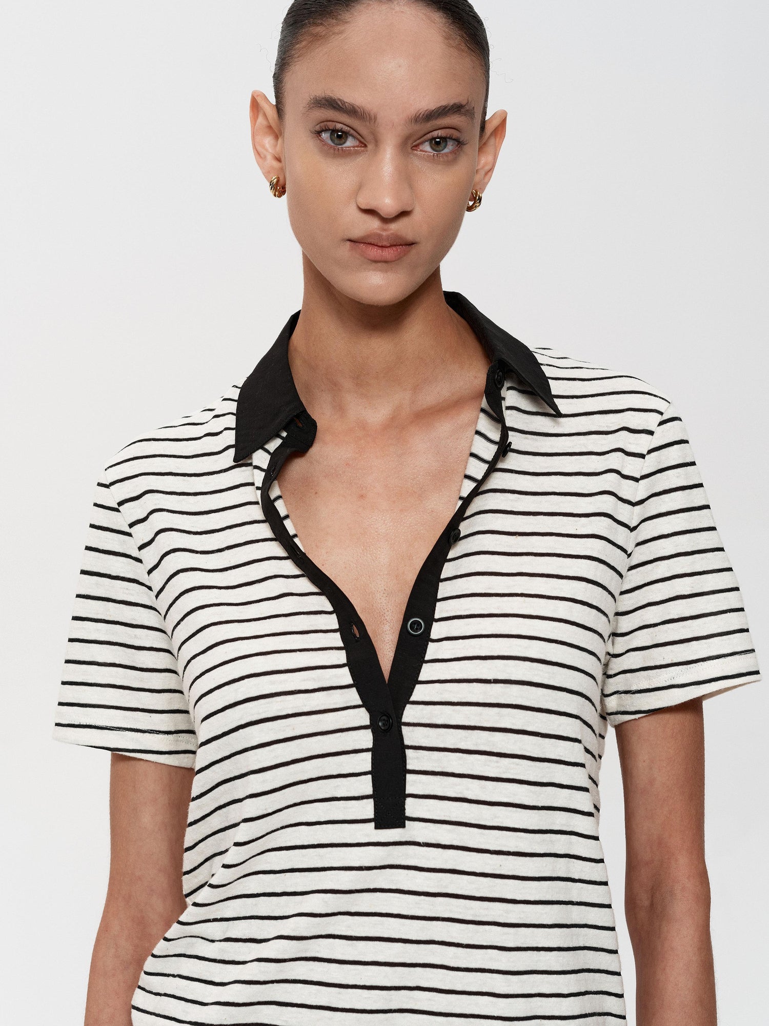 Northbutsouth Classic Stripe Polo Collar Relaxed Fit Casual T-shirt
