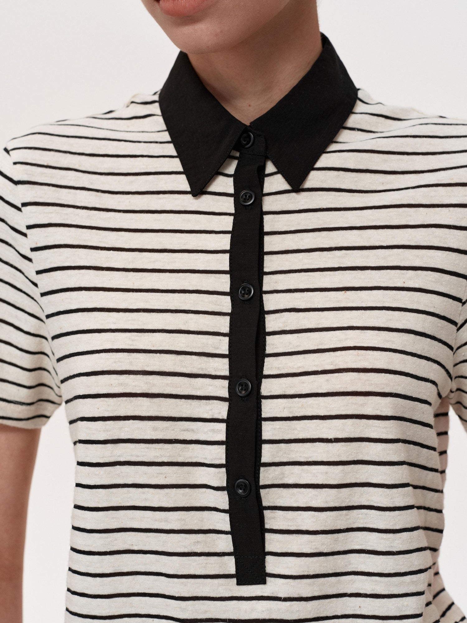 Northbutsouth Classic Stripe Polo Collar Relaxed Fit Casual T-shirt