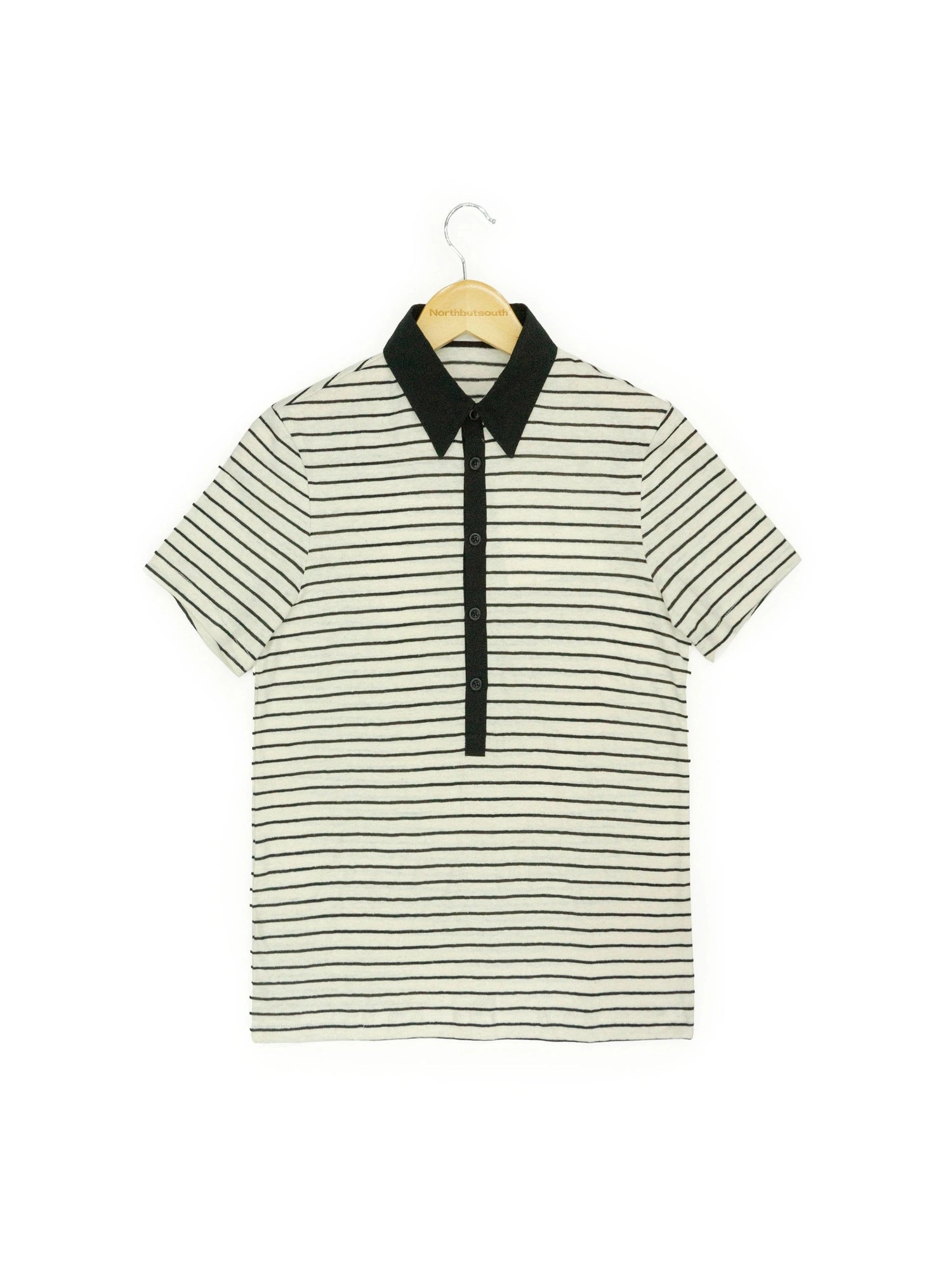 Classic Stripe Polo Collar Relaxed Fit Casual T-shirt