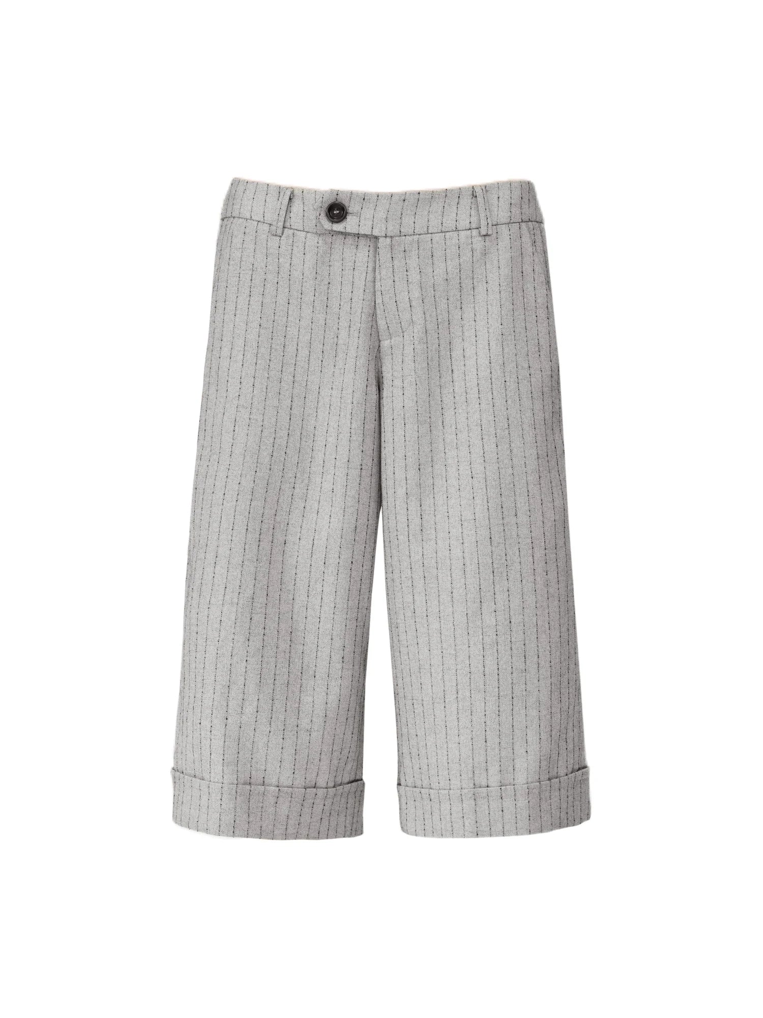 Classic Striped Cuffed Cropped Casual Trousers