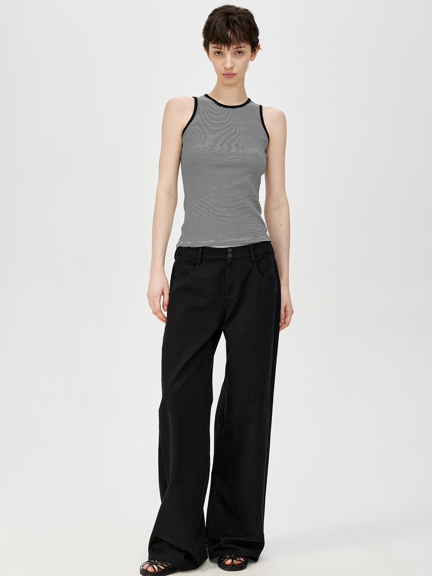 Northbutsouth Classic Striped Round Neck Slim Fitting Color Block Vest