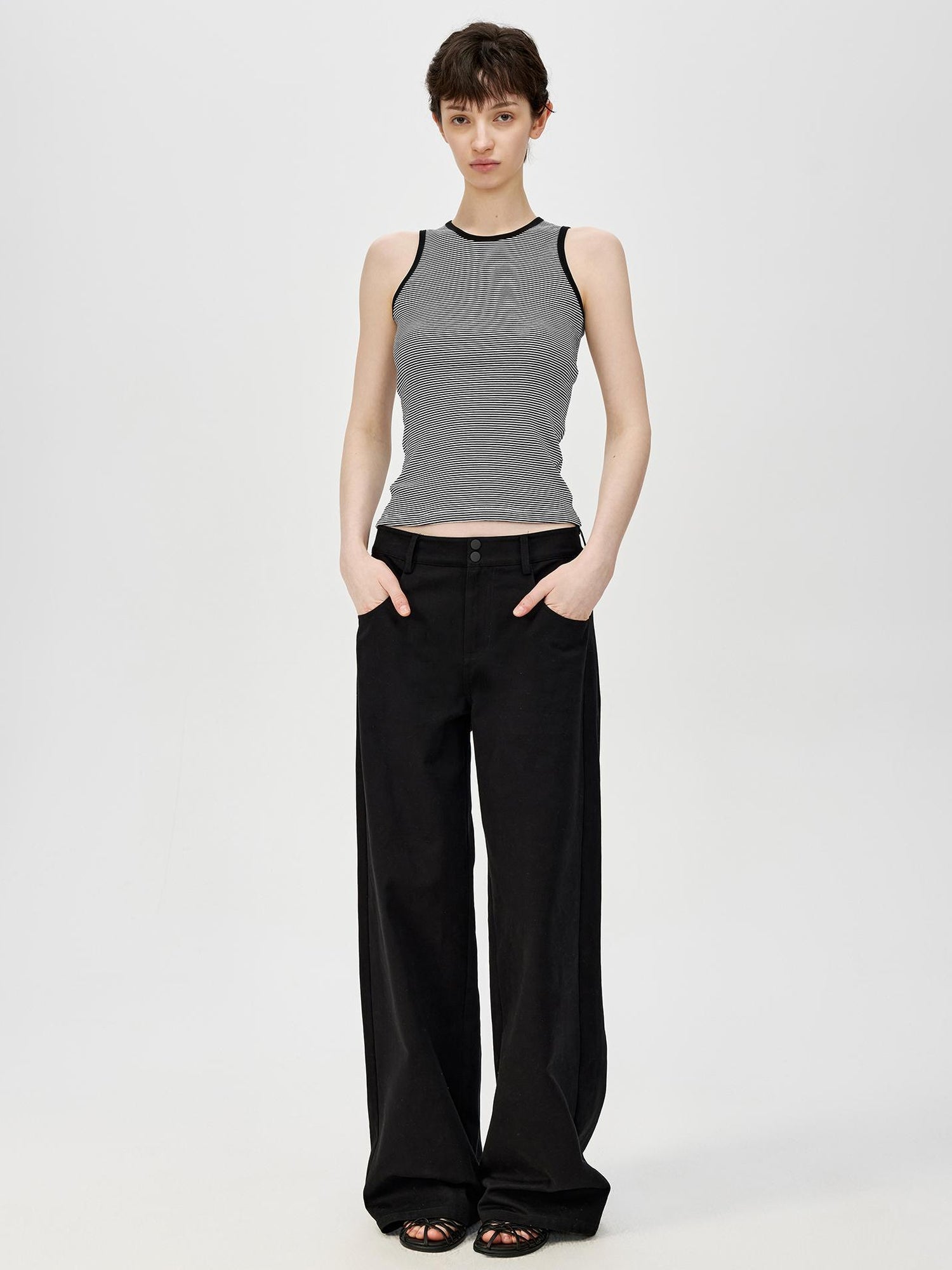 Northbutsouth Classic Striped Round Neck Slim Fitting Color Block Vest