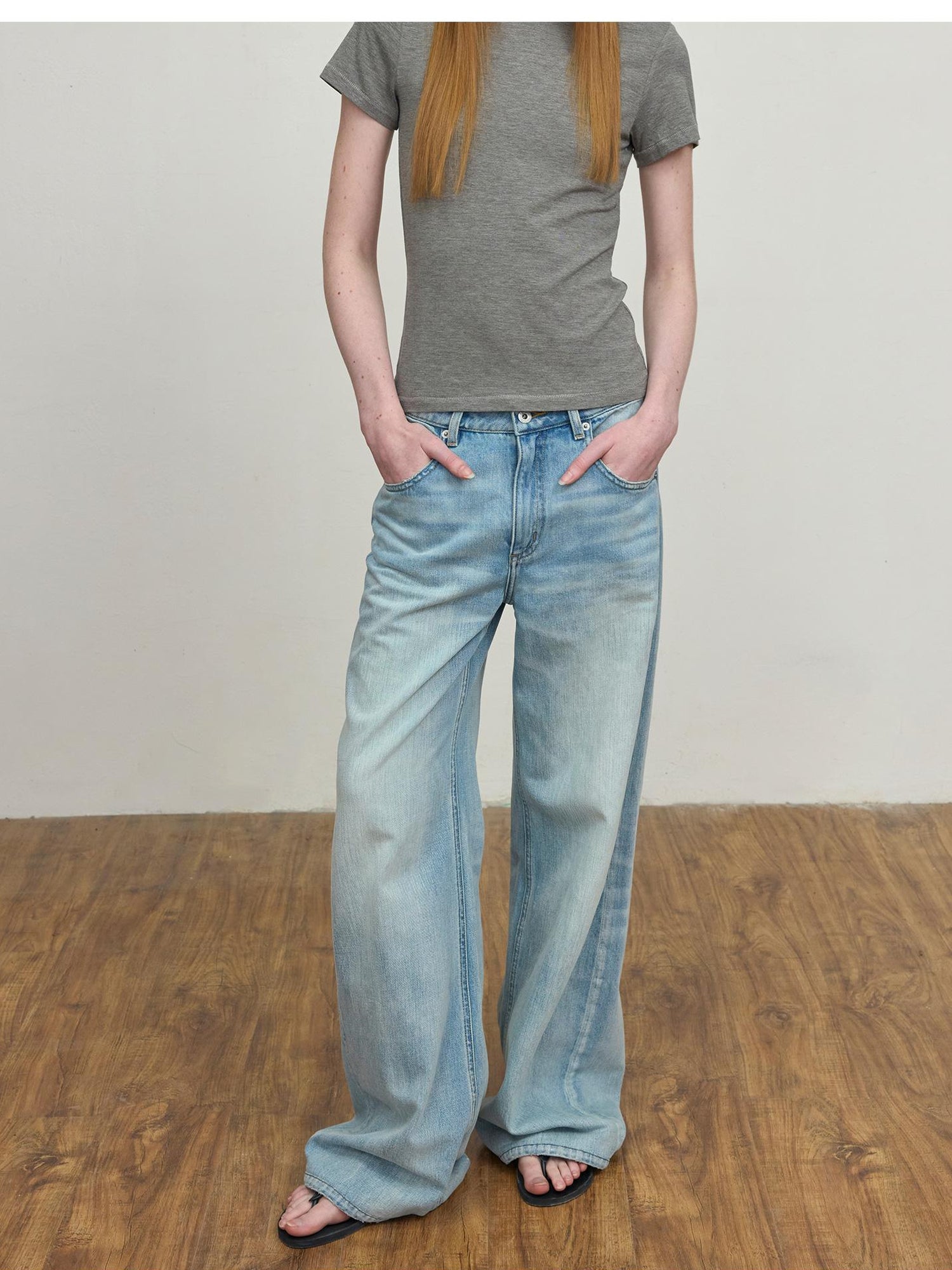 Northbutsouth Classic Washed Sky Blue Relaxed Fit Straight Leg Jeans