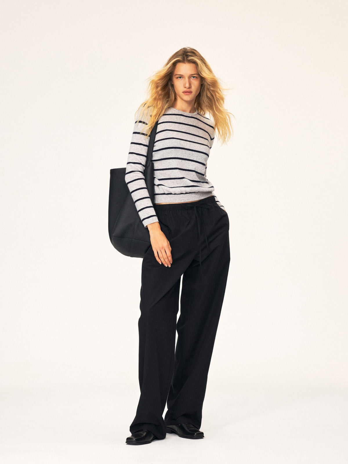Northbutsouth Color Block Striped Crewneck Wool Cashmere Women&