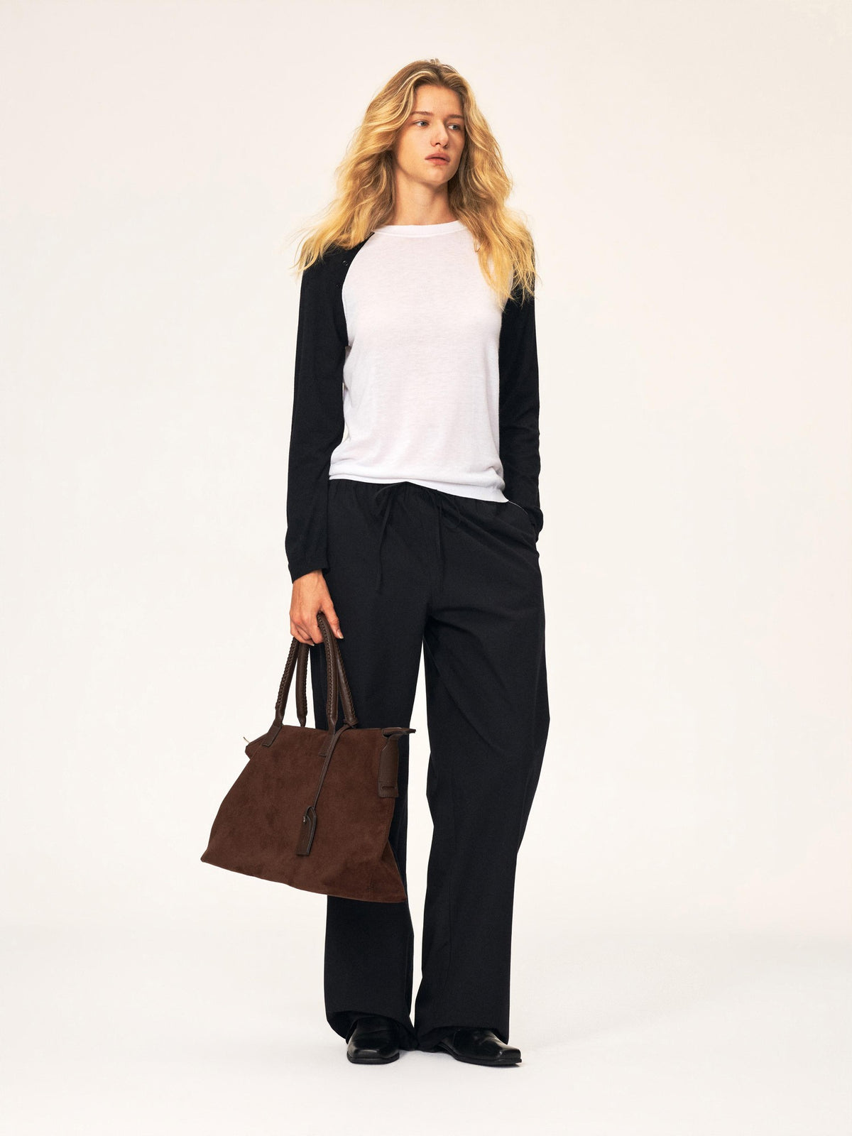 Northbutsouth Colorblock Asymmetric Button Round Neck Raglan Sleeve Loose Knit Women&