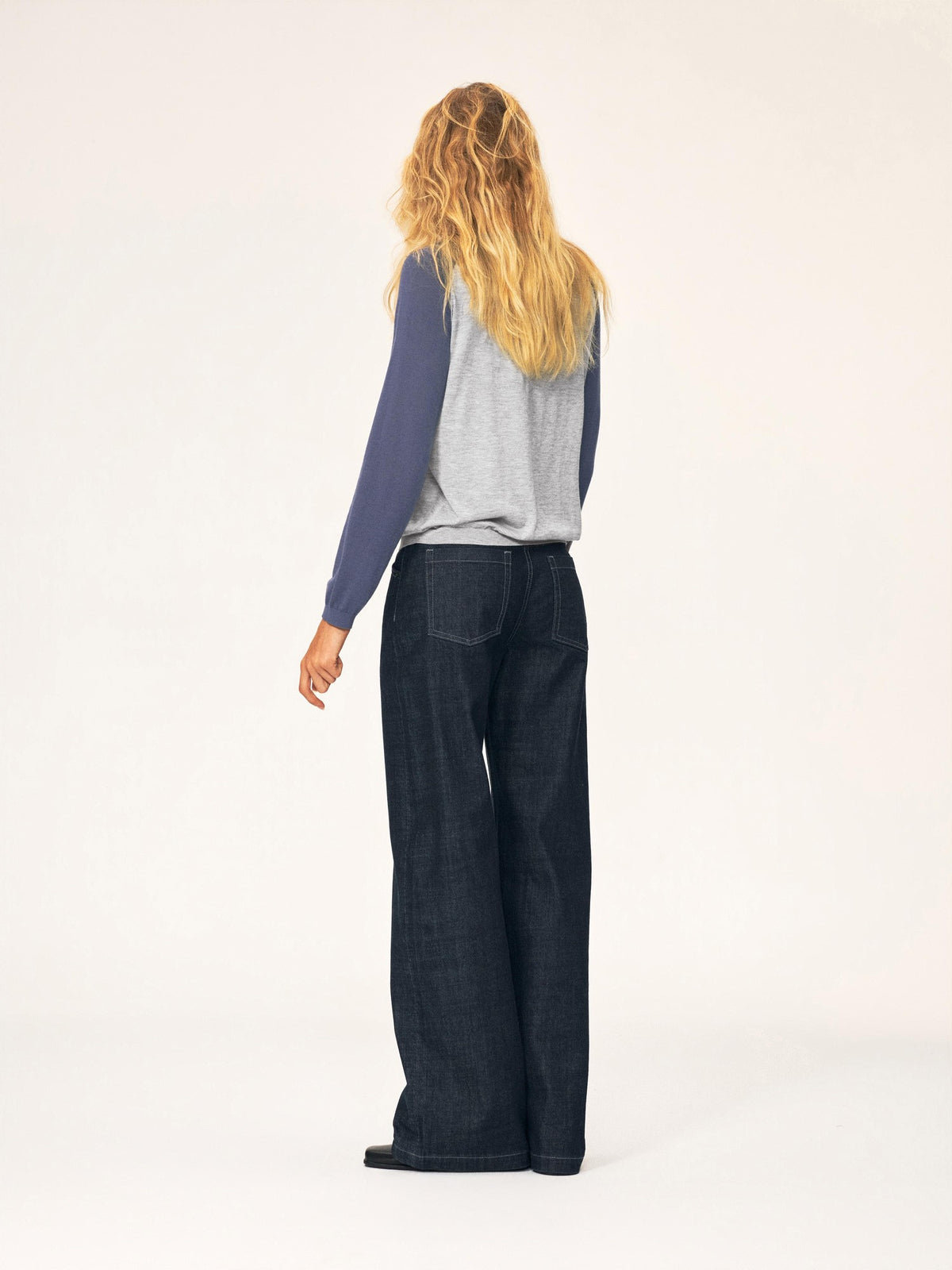 Northbutsouth Colorblock Asymmetric Button Round Neck Raglan Sleeve Loose Knit Women&