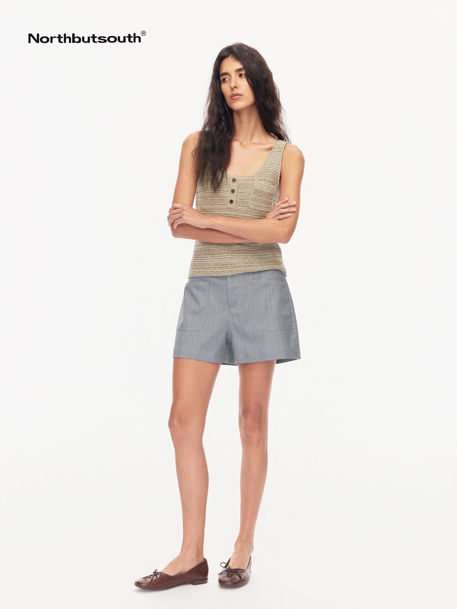 Northbutsouth Colorblock Denim Patch Pockets Women&