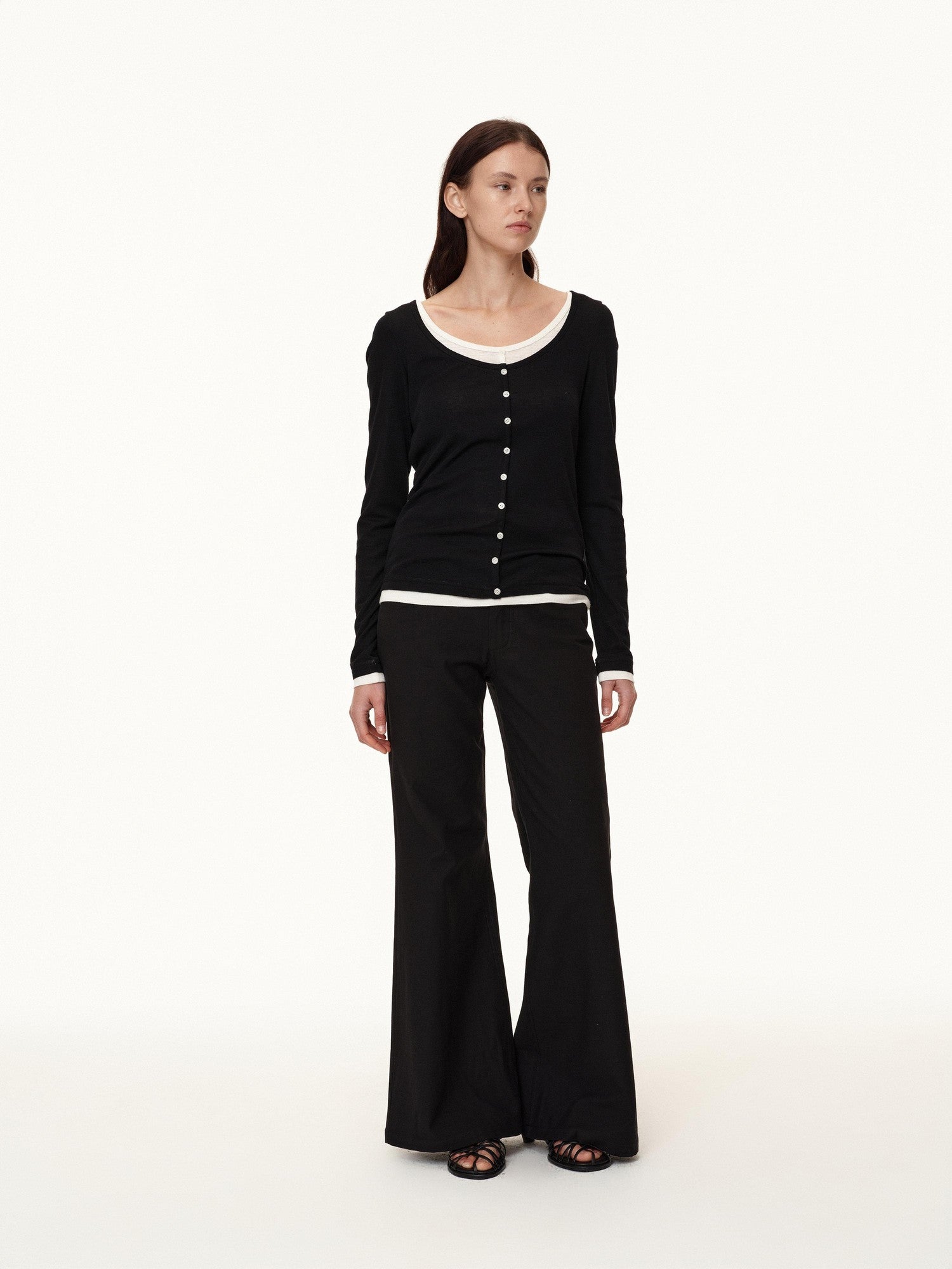 Northbutsouth Colorblock Faux Layered U Neck Women&