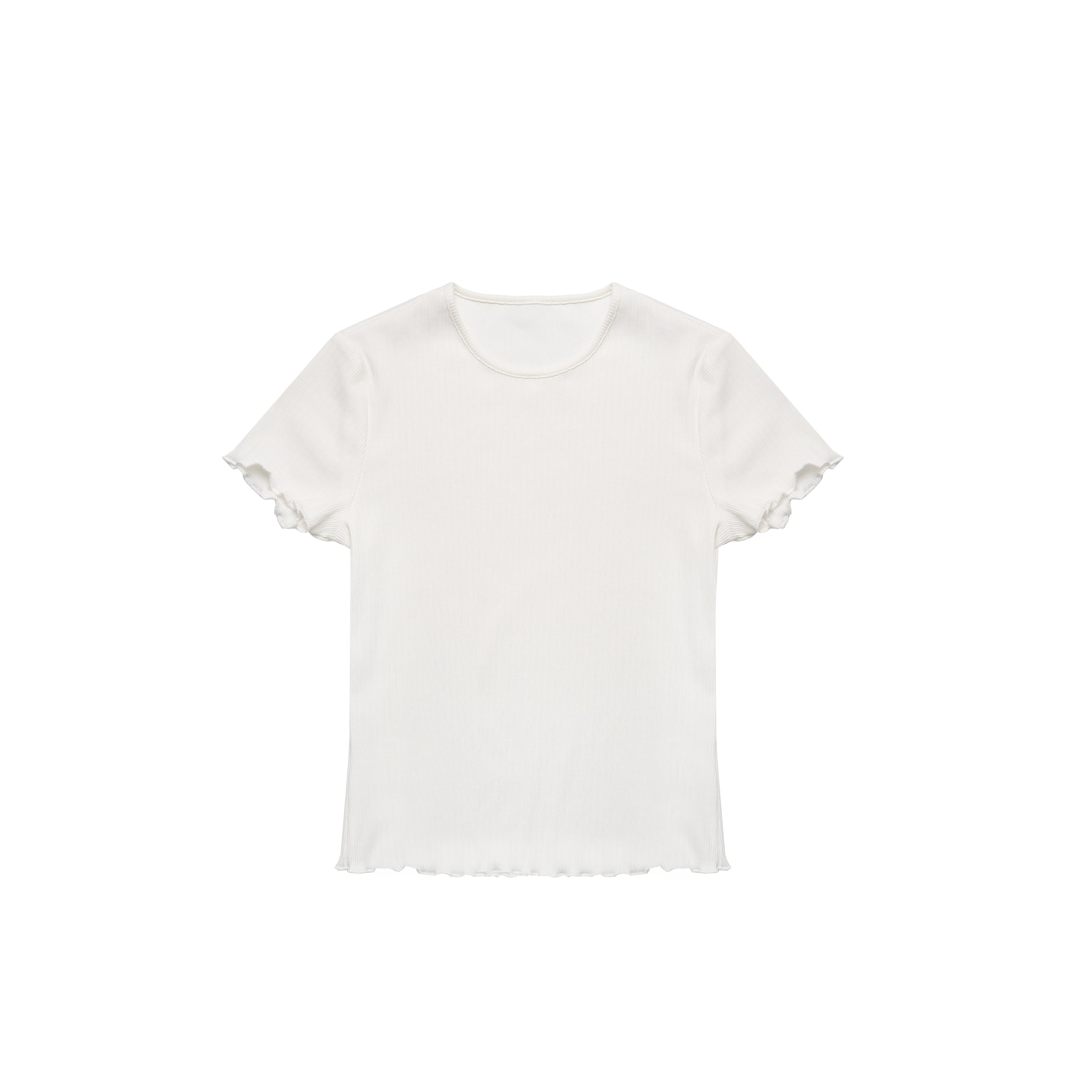 Northbutsouth Colorful Ribbed Cotton Knit T-shirt With Ruffle Trim MISSTT