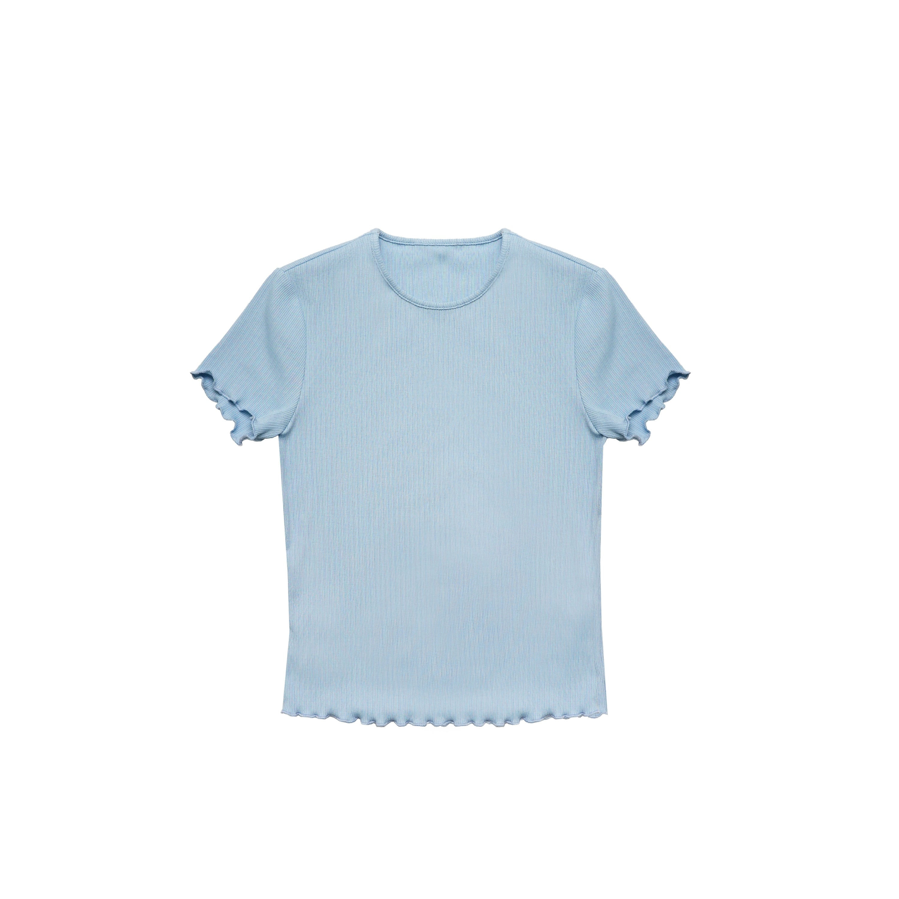 Northbutsouth Colorful Ribbed Cotton Knit T-shirt With Ruffle Trim MISSTT