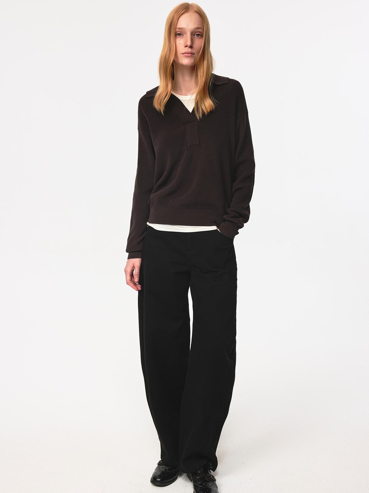 Northbutsouth Cotton Curved Hem Relaxed Fit Casual Trousers