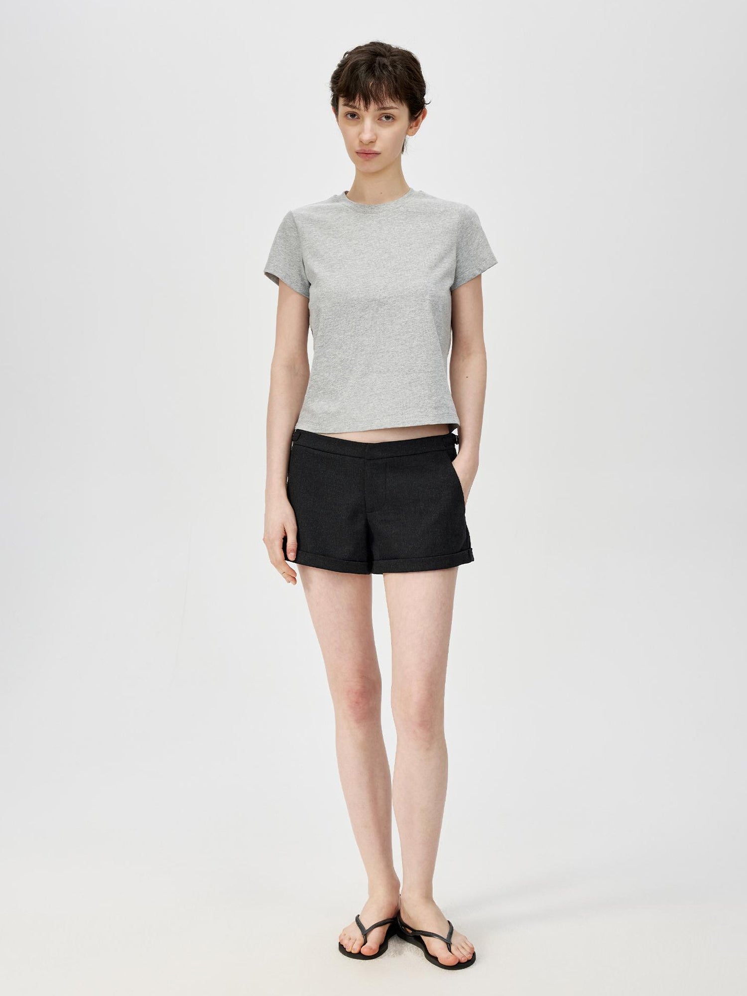 Northbutsouth Cropped Cotton Crewneck Tee Multi Color Basic Fit