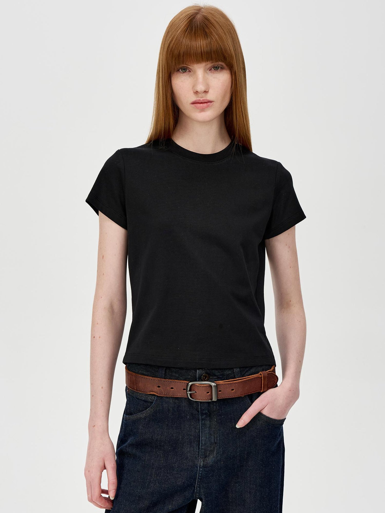 Northbutsouth Cropped Cotton Crewneck Tee Multi Color Basic Fit