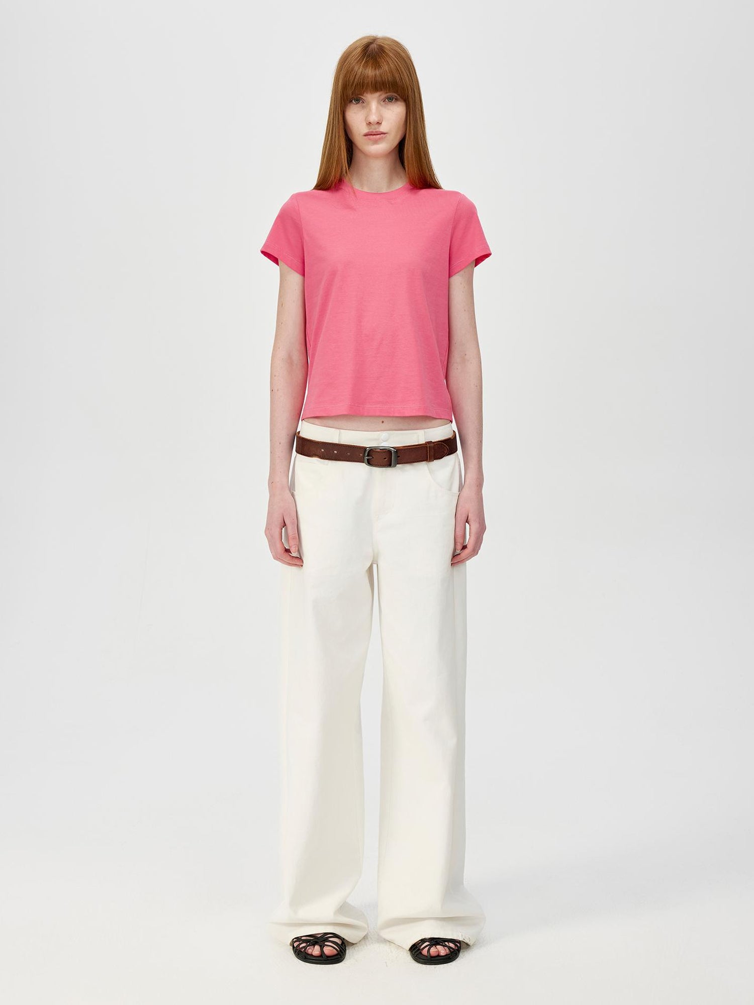 Northbutsouth Cropped Cotton Crewneck Tee Multi Color Basic Fit