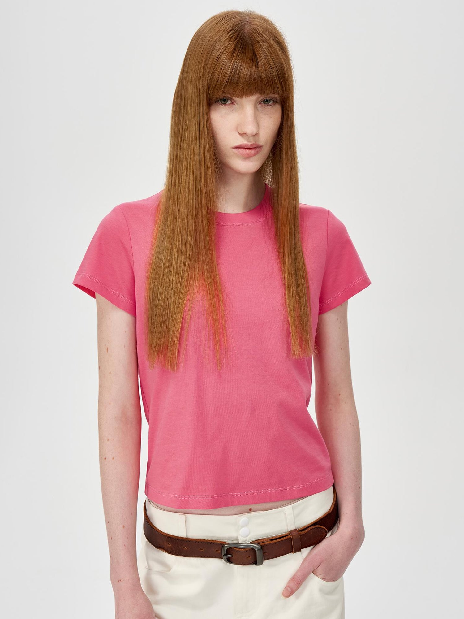 Northbutsouth Cropped Cotton Crewneck Tee Multi Color Basic Fit