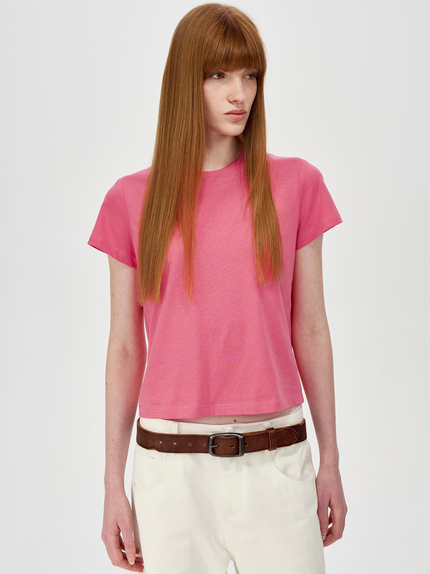 Northbutsouth Cropped Cotton Crewneck Tee Multi Color Basic Fit