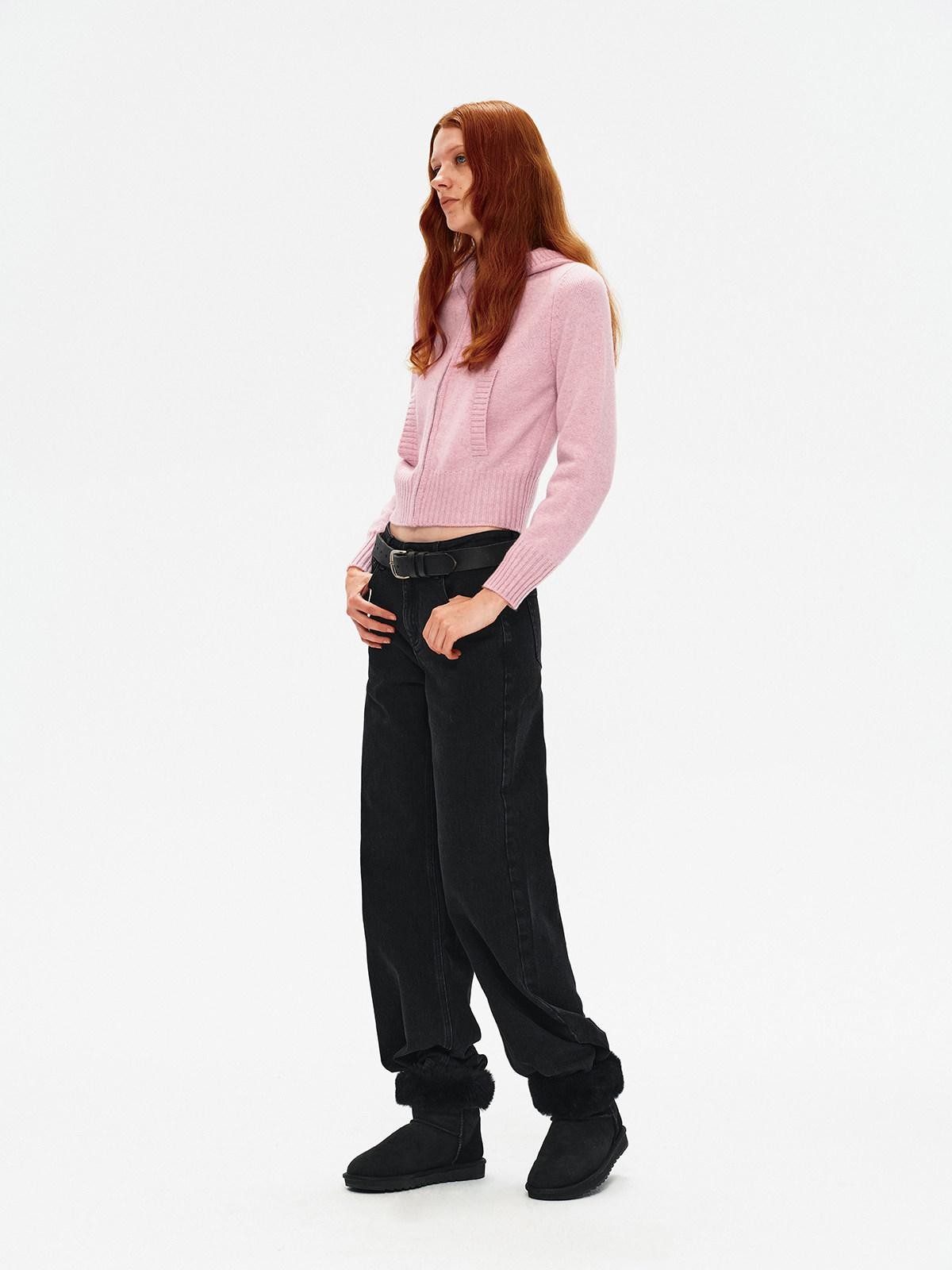 Northbutsouth Cropped Ribbed Panel Front Pockets Women&