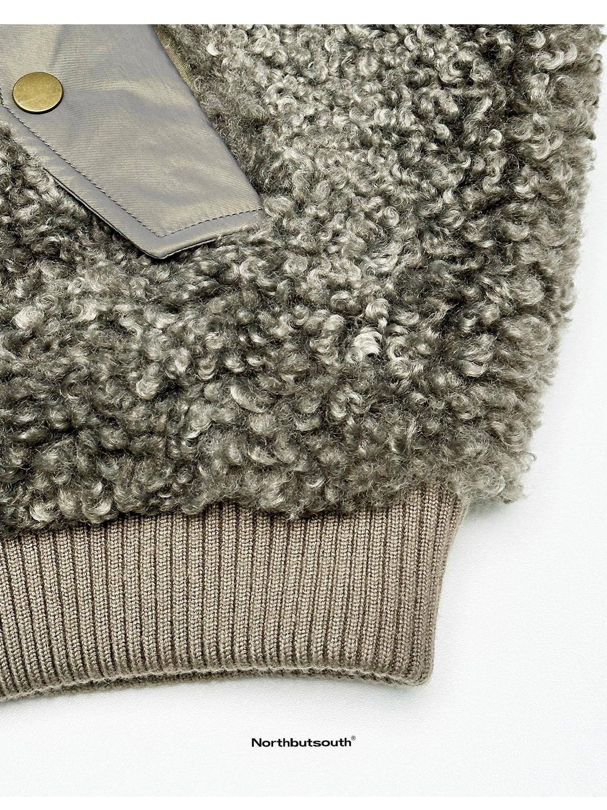 Northbutsouth Curly Eco Plush Patchwork Aviator Quilted Women&