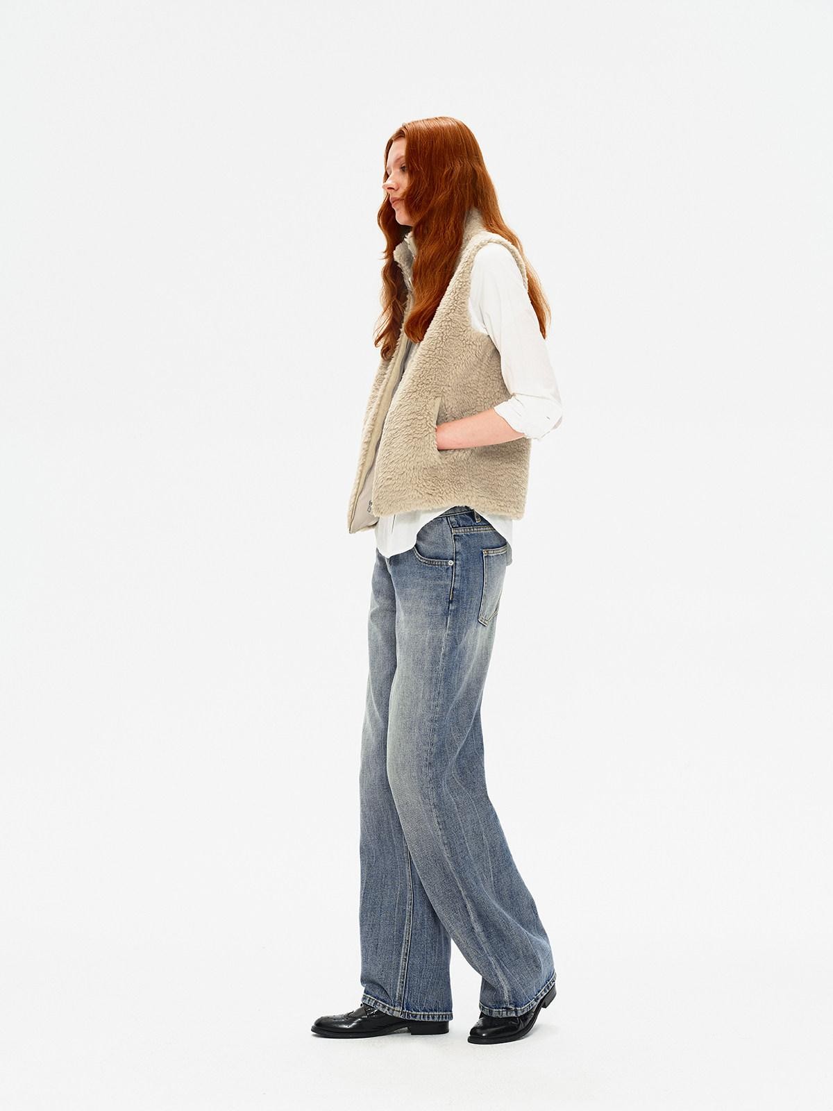 Northbutsouth Curly Plush High Collar Straight Cut Women&