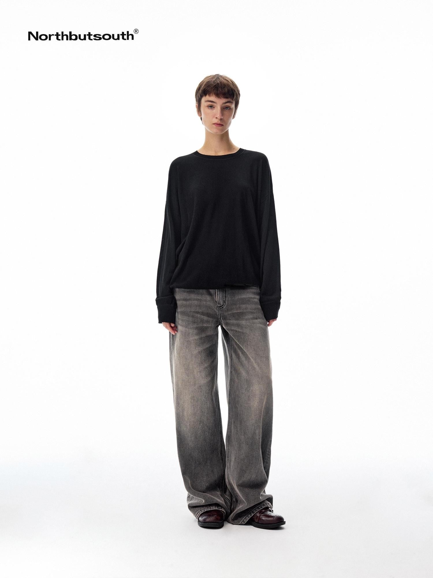 Northbutsouth Curly Thermal Crewneck Loose Long Sleeve Women&
