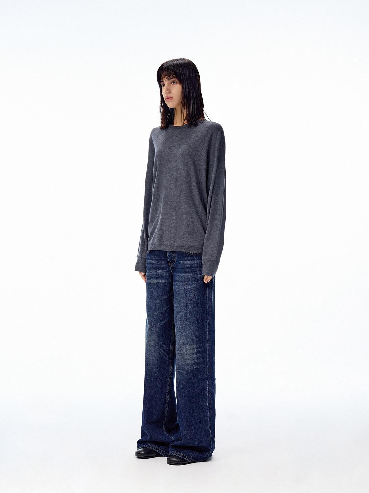 Northbutsouth Curly Thermal Crewneck Loose Long Sleeve Women&